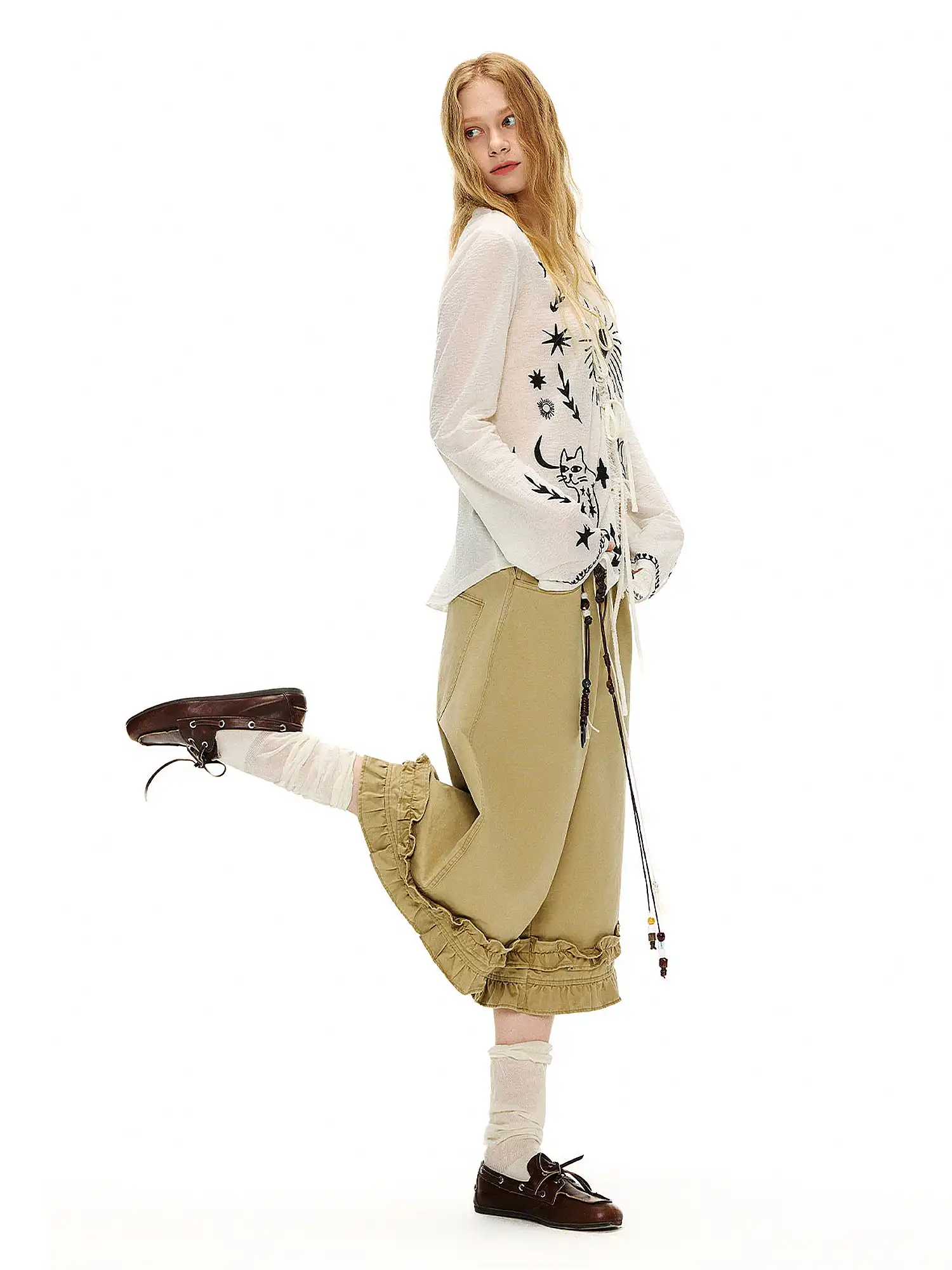Mystical Cat Lyocell Wool Knit Cardigan - Image 6