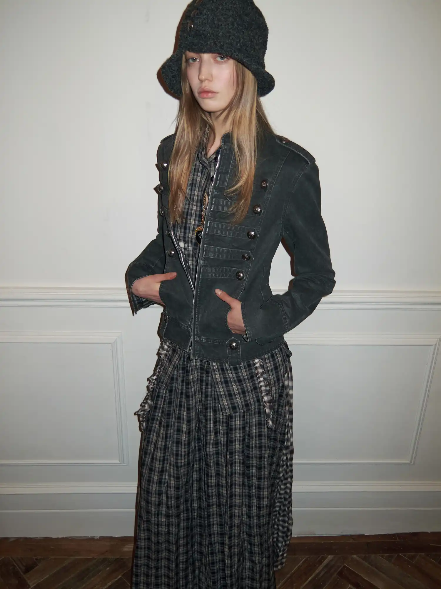 Napoleon Jacket Women with Double Breasted Canvas Fitted - Image 10