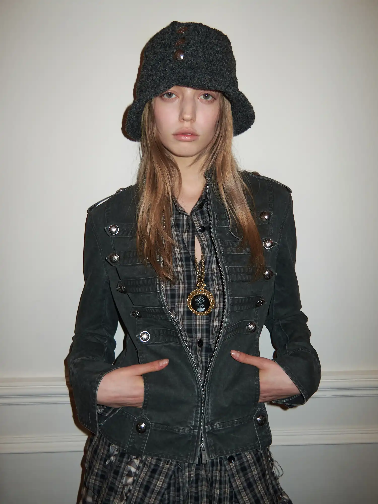 Napoleon Jacket Women with Double Breasted Canvas Fitted - Image 8