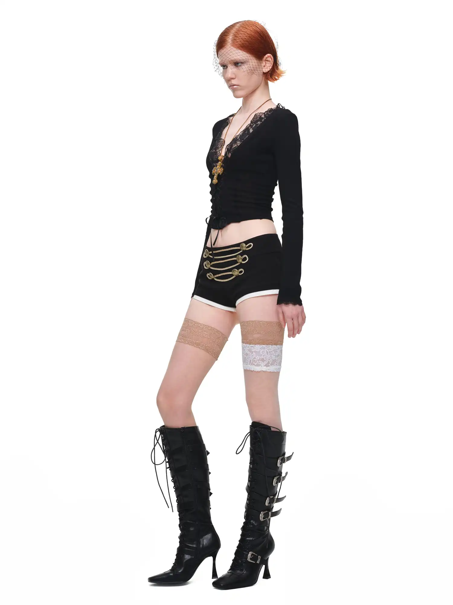 Napoleonic Button Low Rise Micro Shorts - Image 8