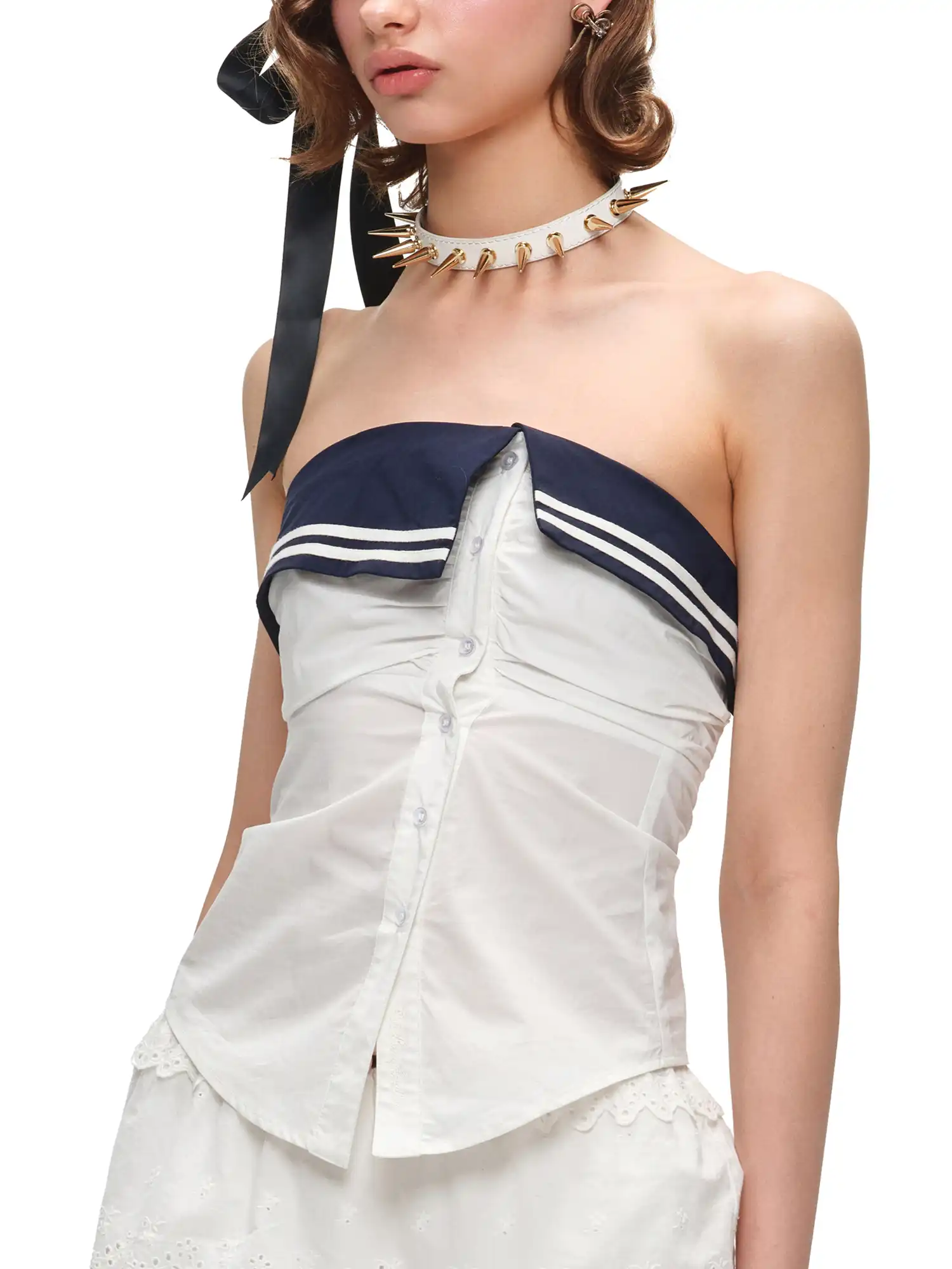 Nautical Fold Over Coller Tube Top - Image 5