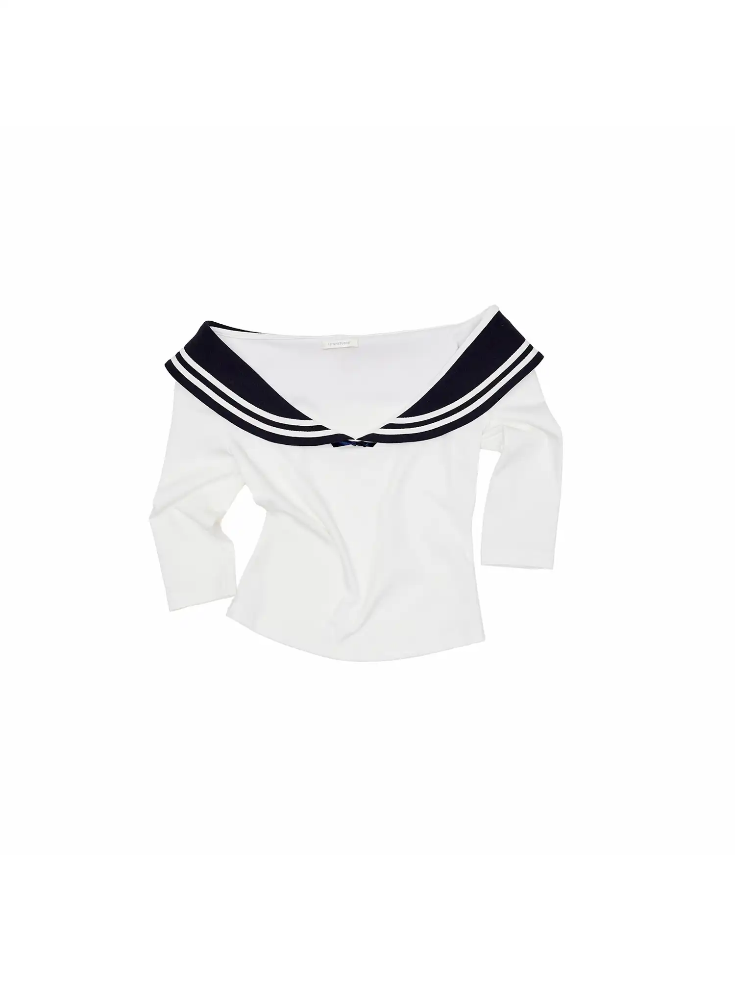 Nautical Sailor Collar Knit Crop Top - Image 4