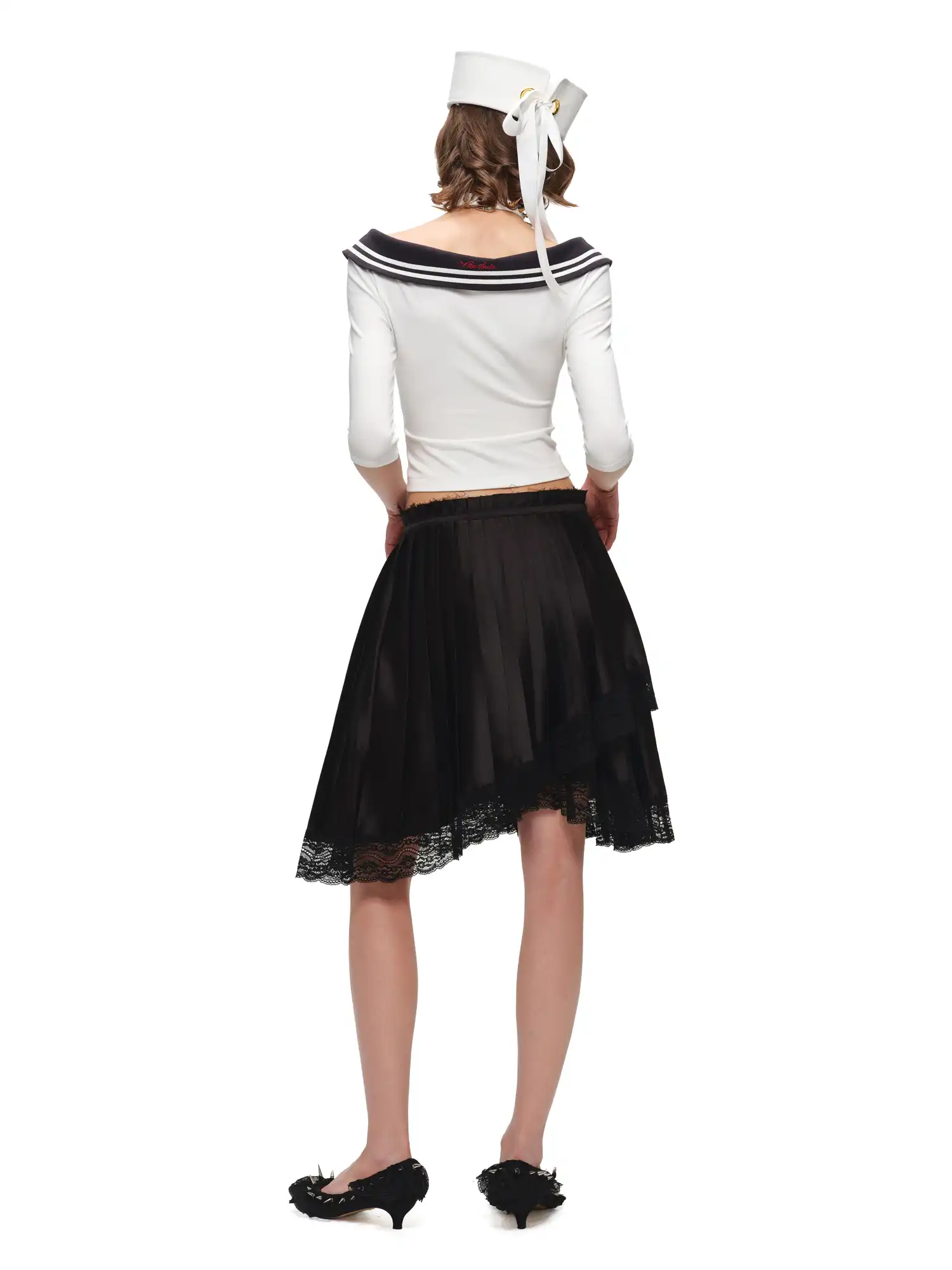 Nautical Sailor Collar Knit Crop Top - Image 6