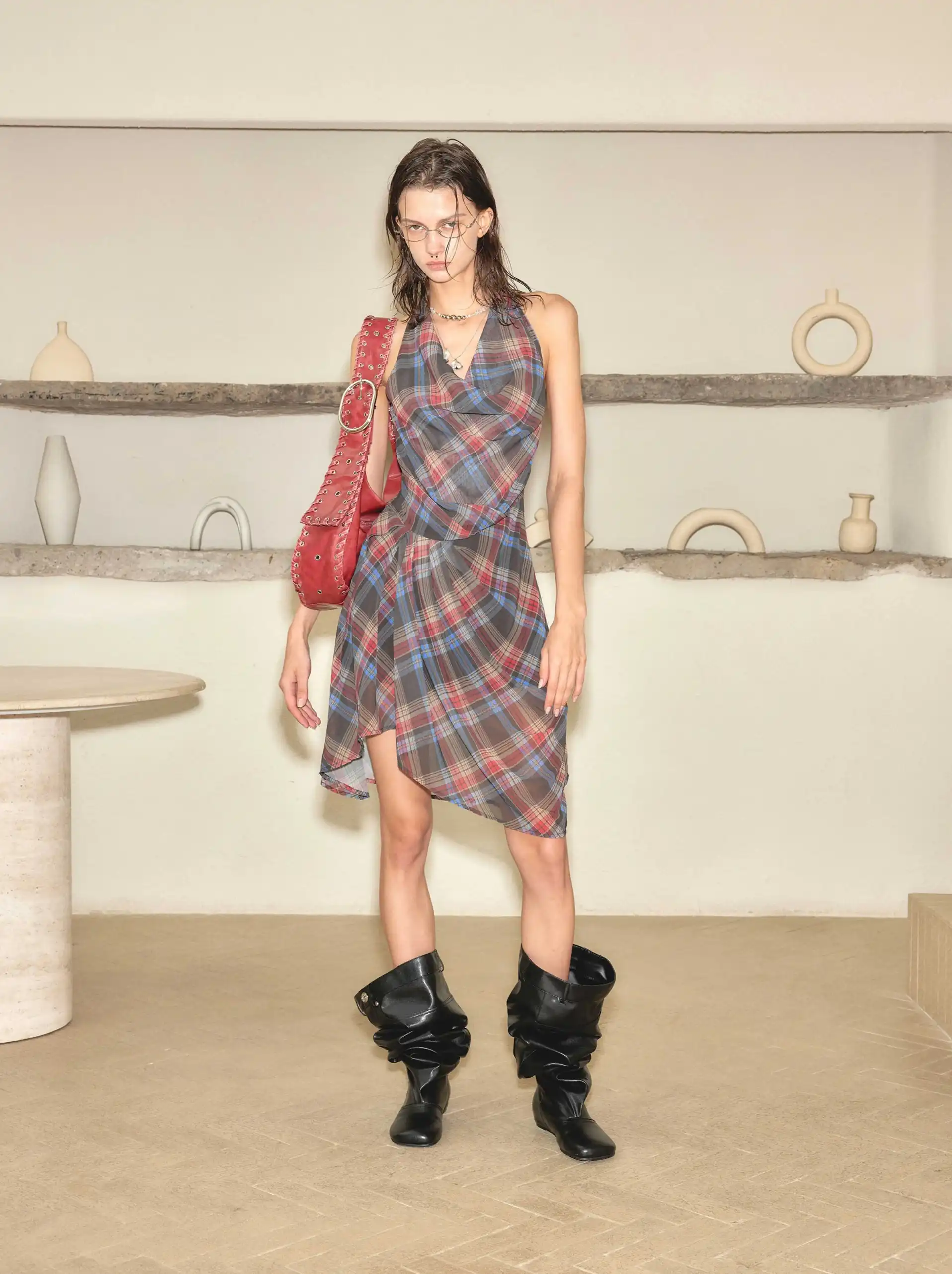 No Rules Plaid Wrap Dress - Image 4