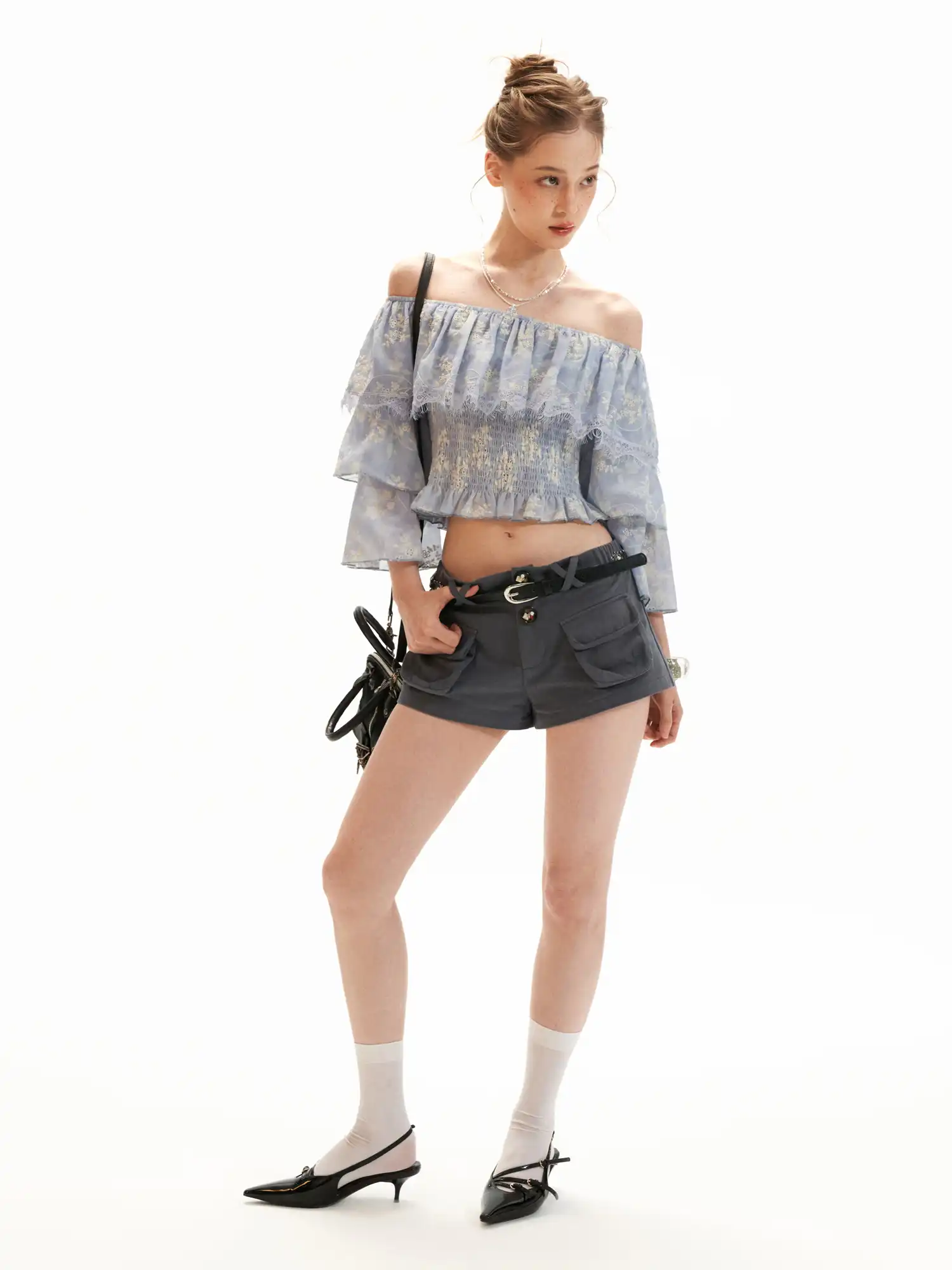 Off-Shoulder Embroidered Crop Top - Image 7