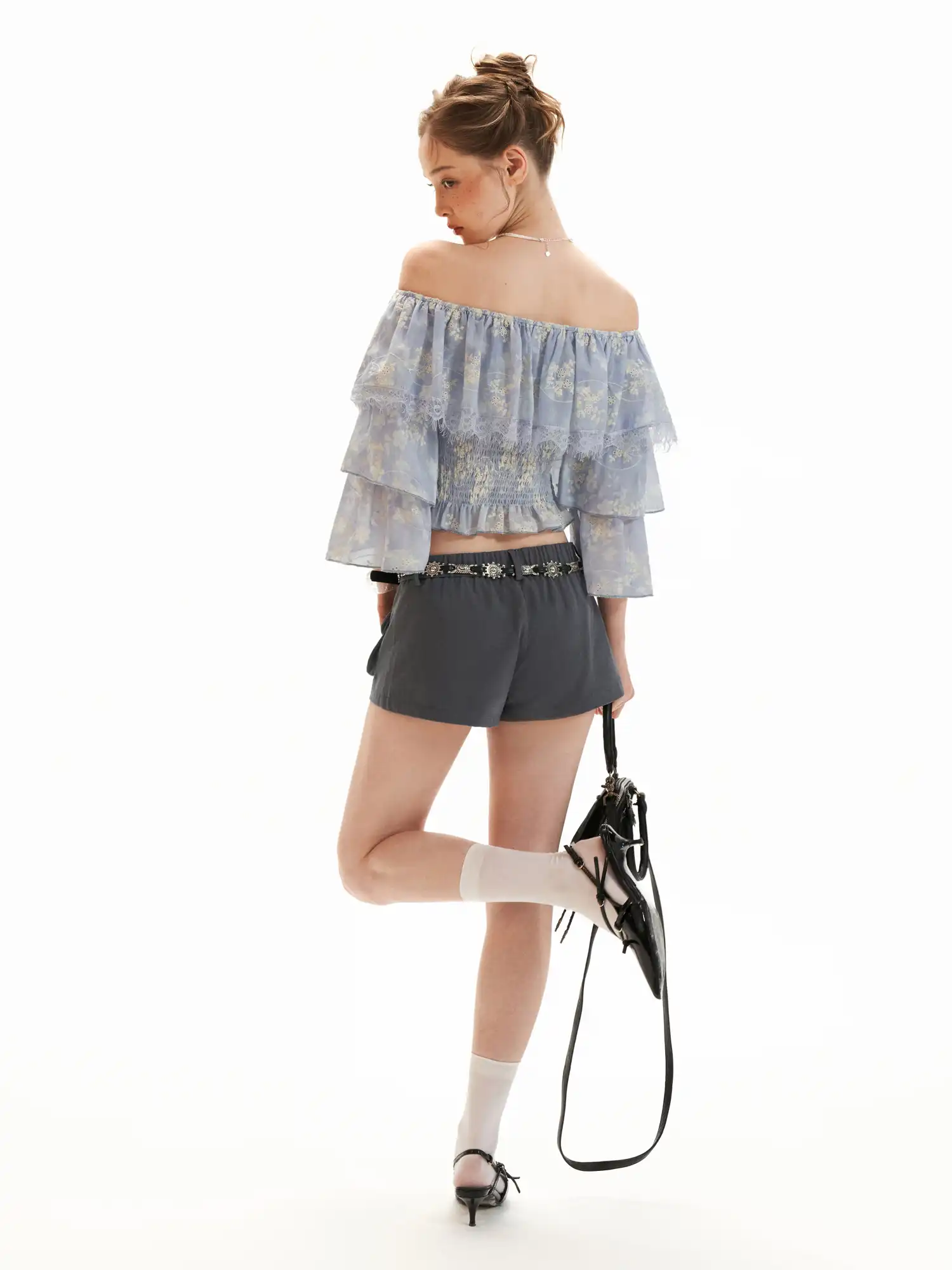 Off-Shoulder Embroidered Crop Top - Image 9