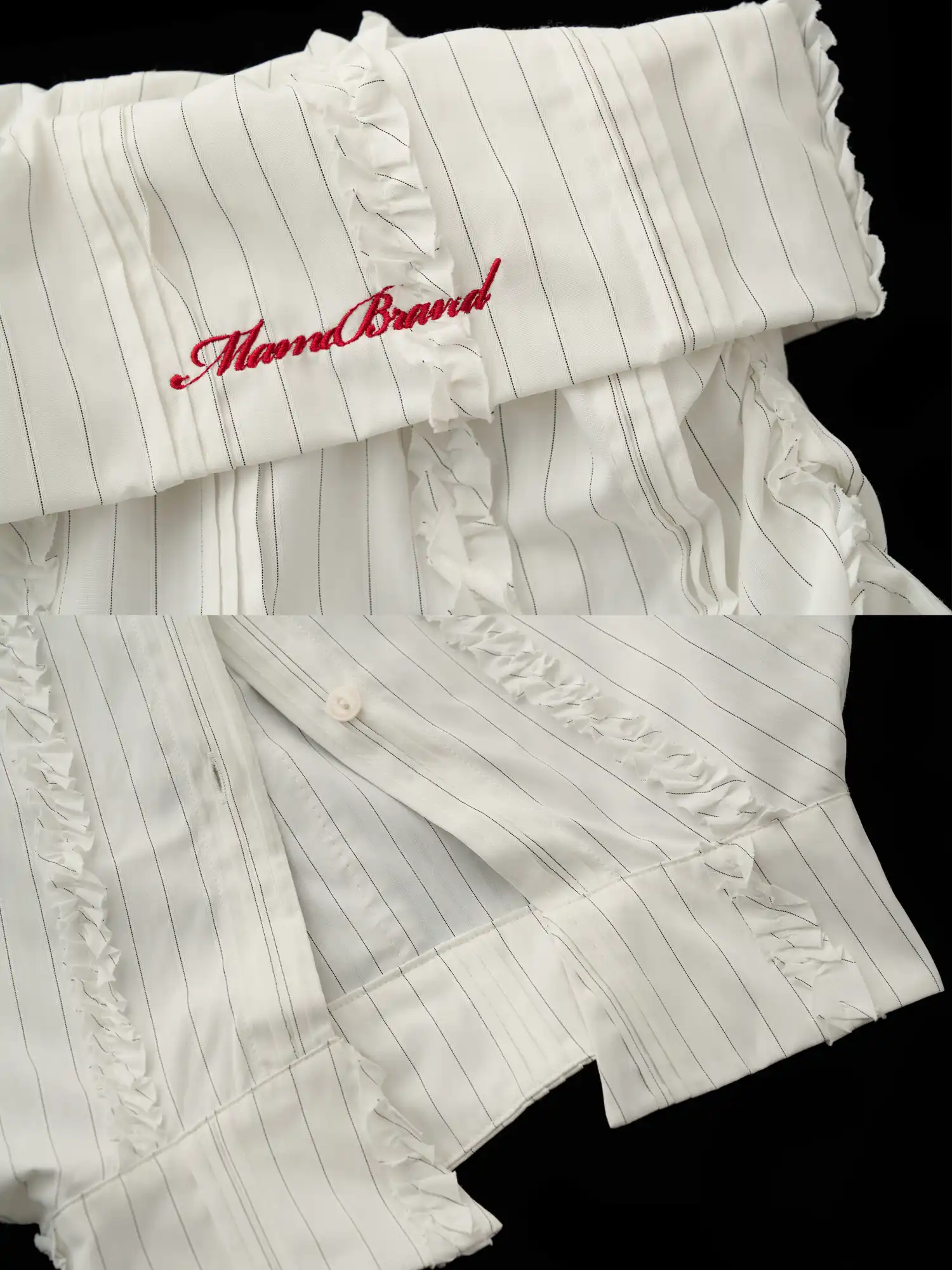Off Shoulder Fold Over Top Ruffle Trim Shirt - Image 8