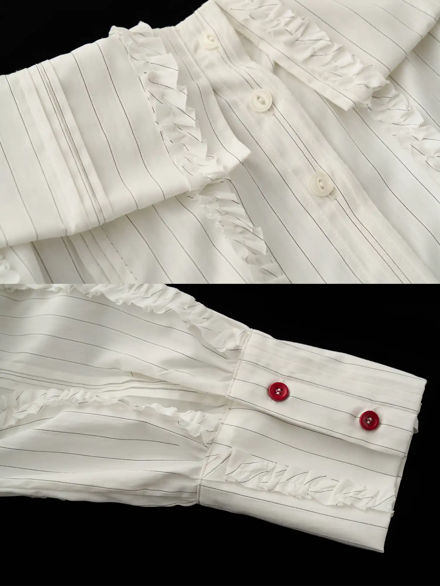 Off Shoulder Fold Over Top Ruffle Trim Shirt - Image 9