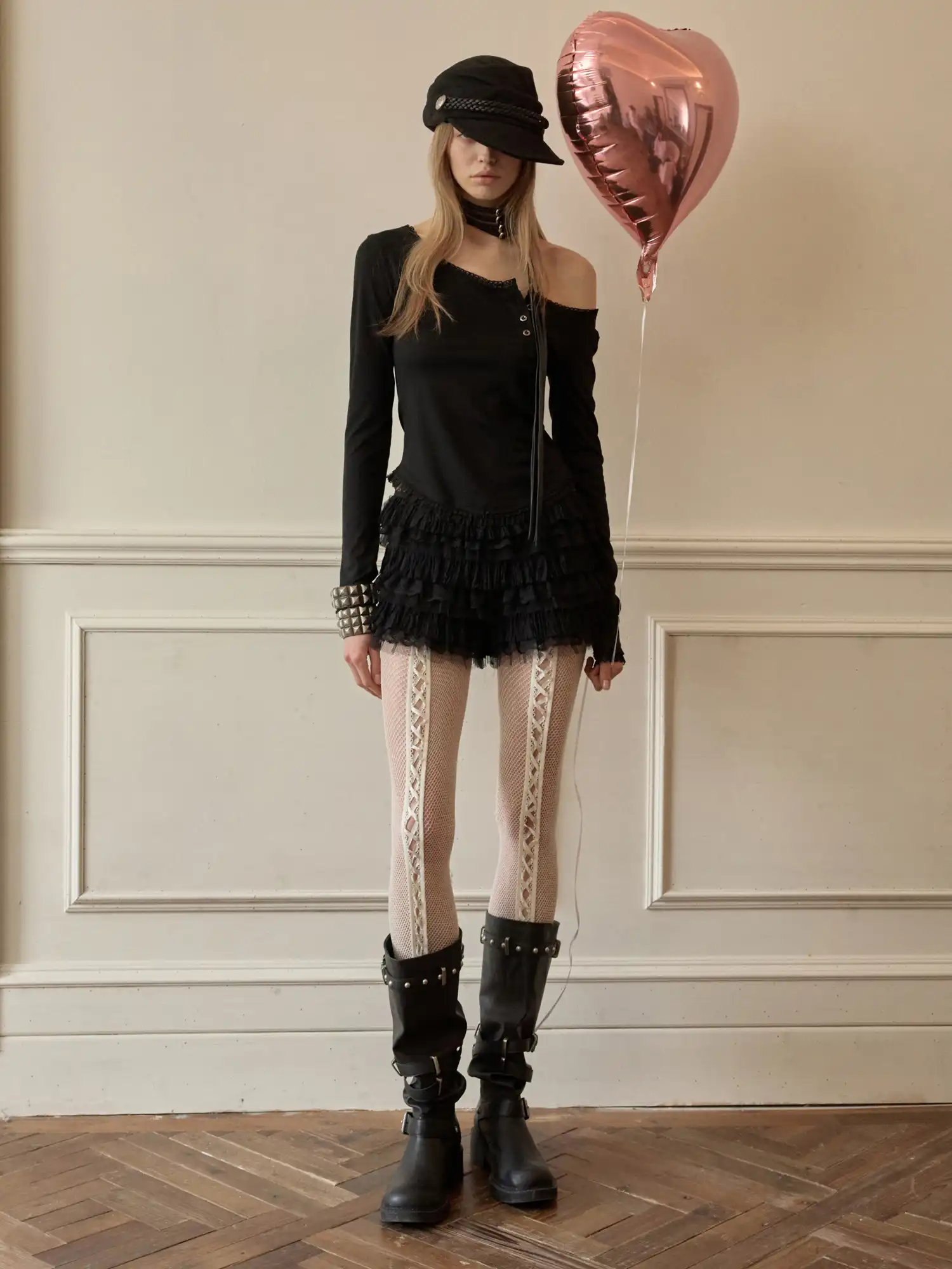 Off Shoulder Lace Henley Top - Image 15
