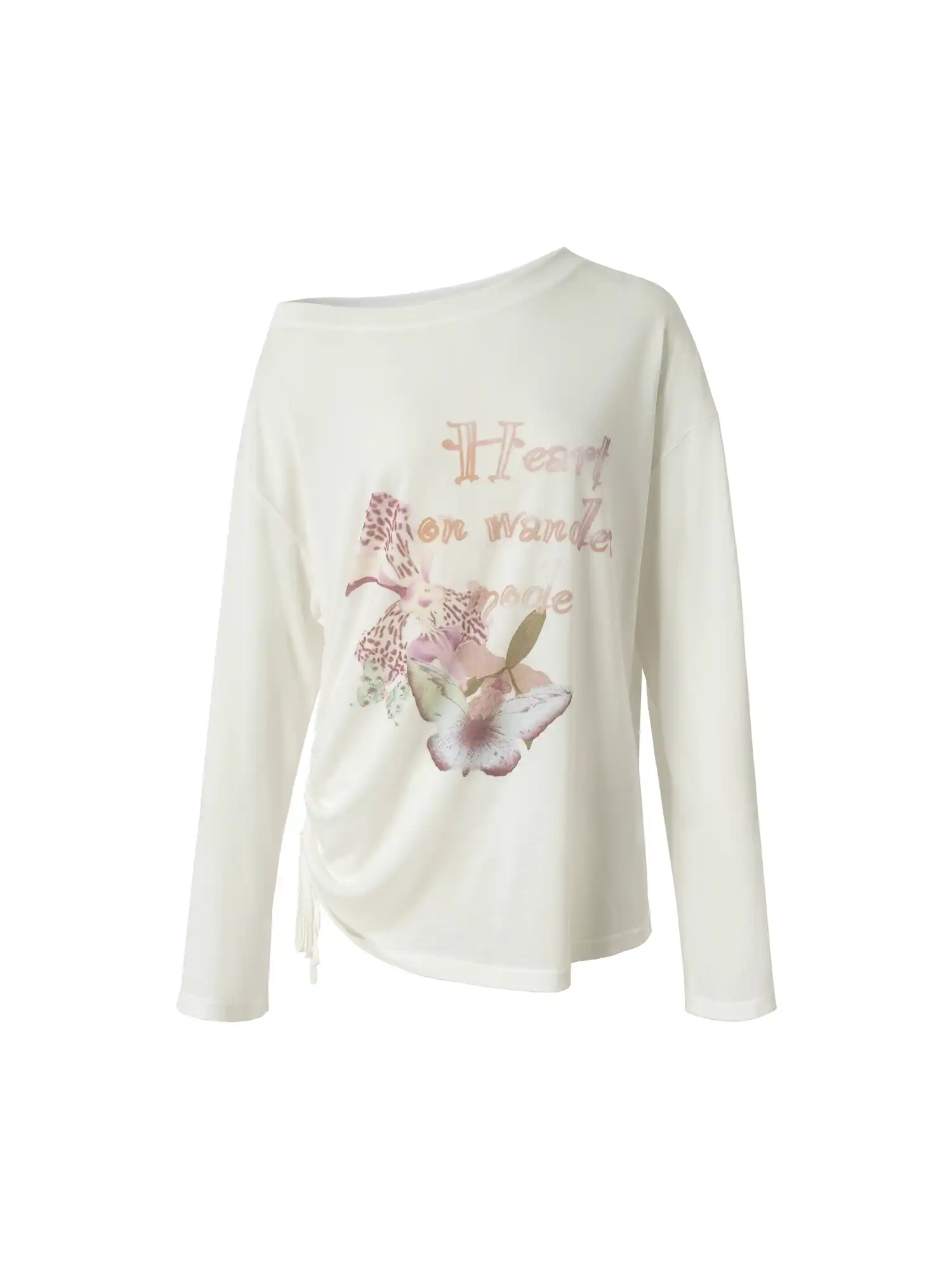 Off Shoulder Lily Floral Print Slouchy Top - Image 2