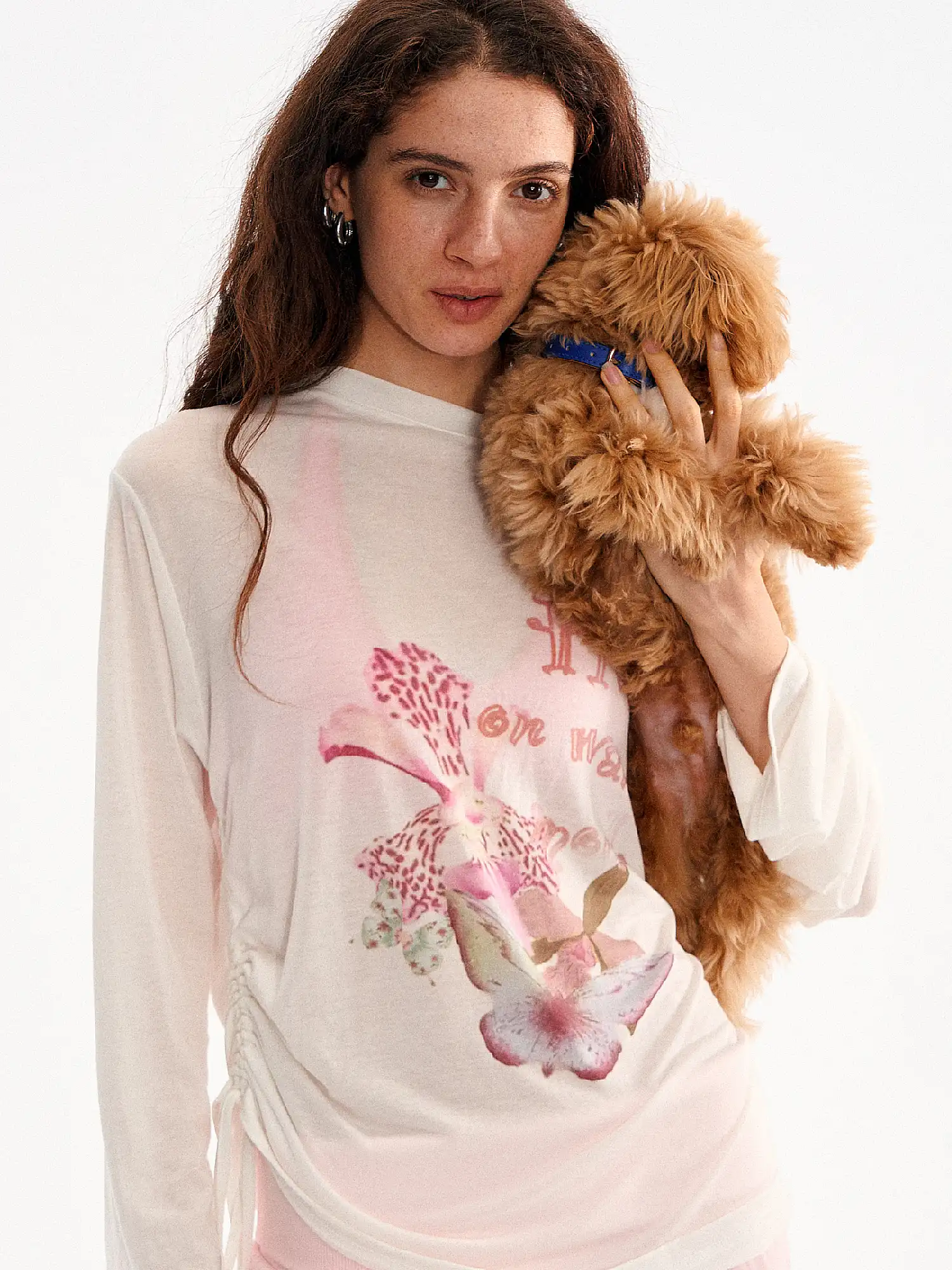 Off Shoulder Lily Floral Print Slouchy Top - Image 3