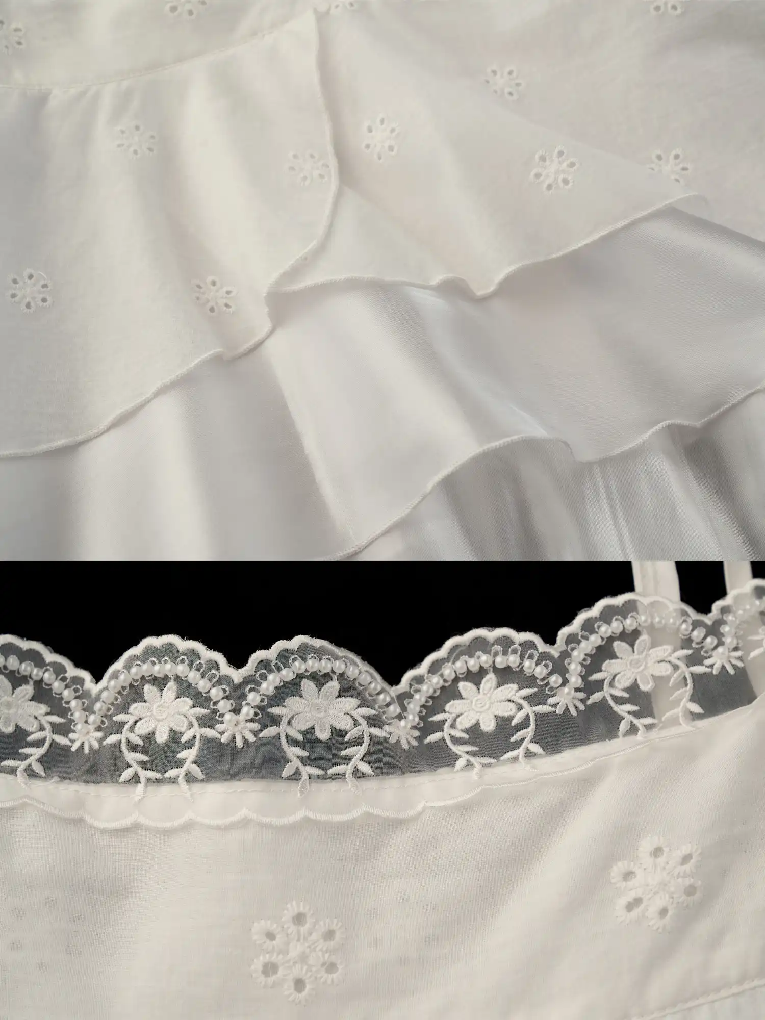 Off Shoulder Ruffle Hem White Mesh Top - Image 7