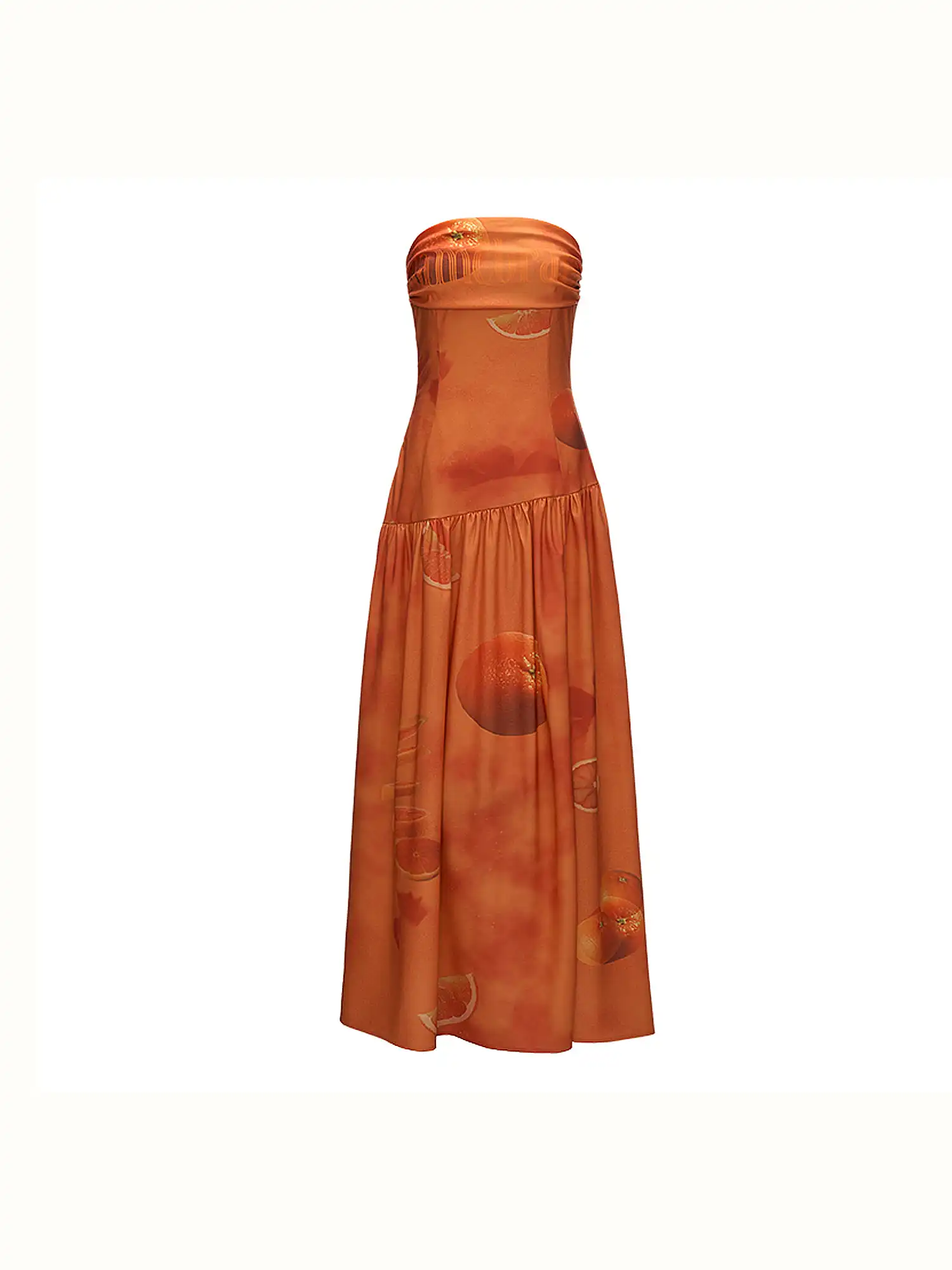 Orange Citrus High Slit Bandeau Maxi Dress - Image 7