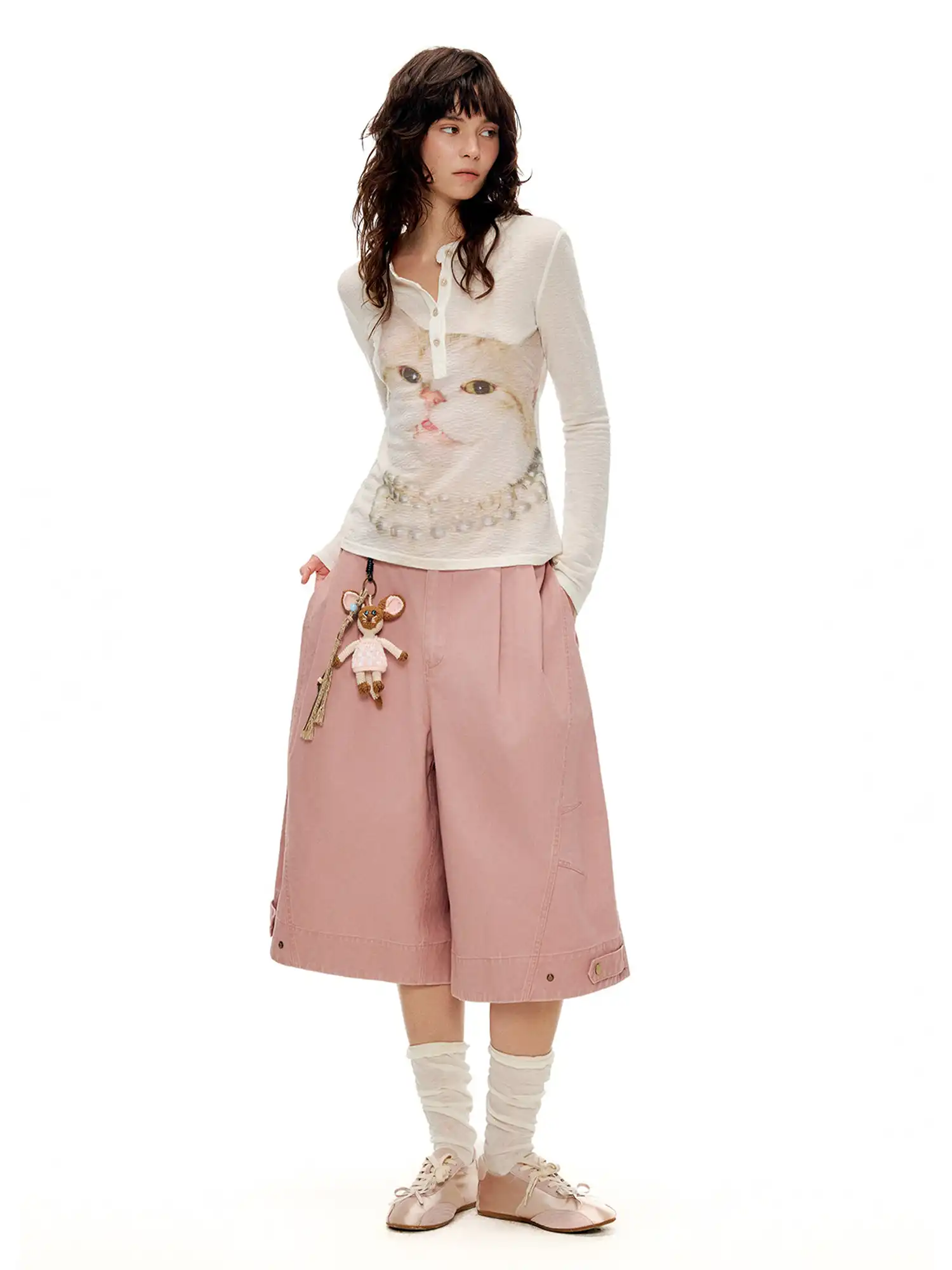 Pearl Cat Henley Long Sleeve Knit Top - Image 7