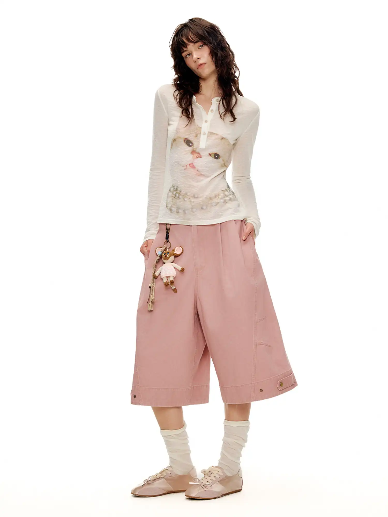 Pearl Cat Henley Long Sleeve Knit Top - Image 8
