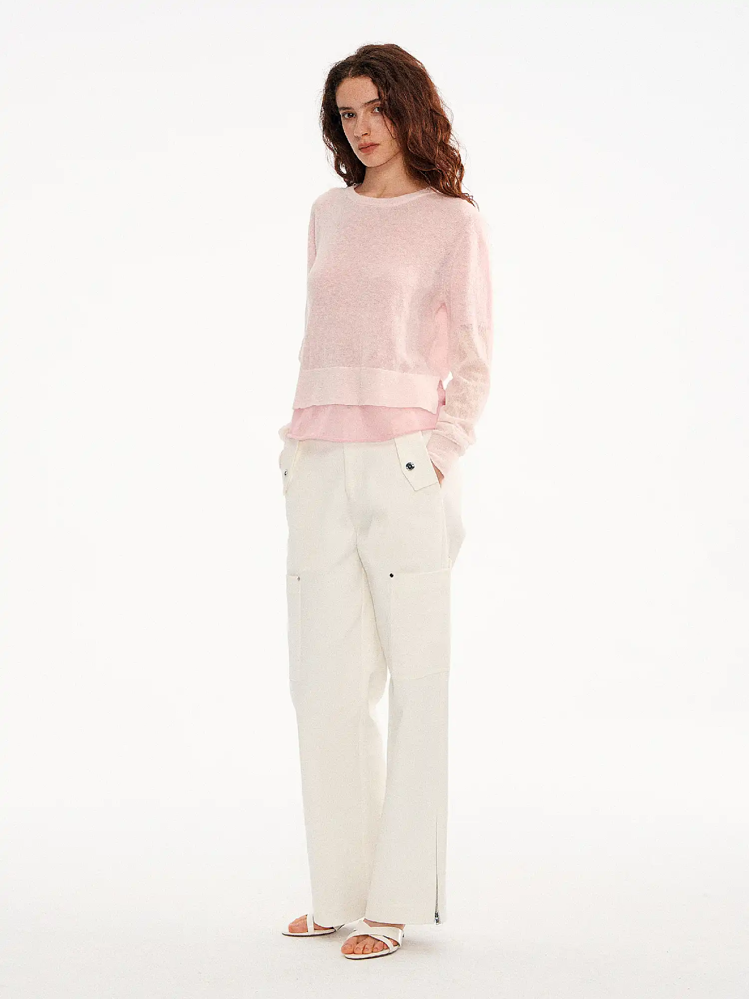 Petal Pink Layered Wool Blend Top - Image 6