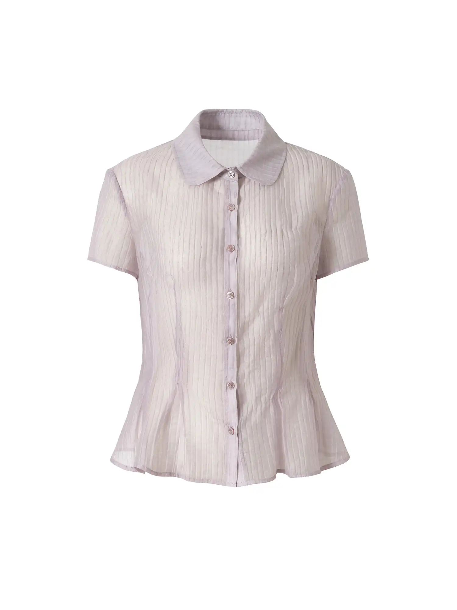 Peter Pan Collar Sheer Peplum Shirt Top - Image 3
