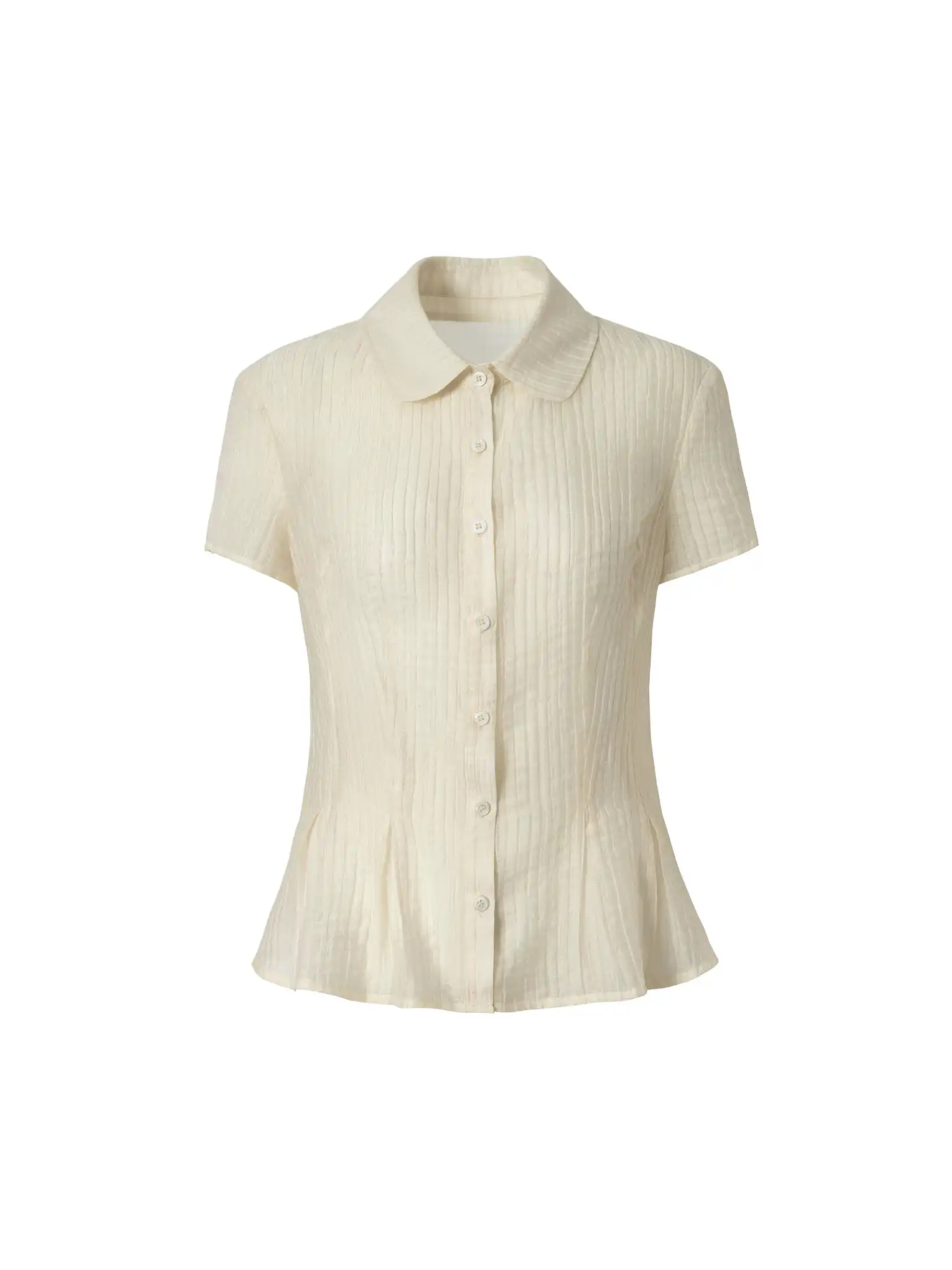 Peter Pan Collar Sheer Peplum Shirt Top - Image 9