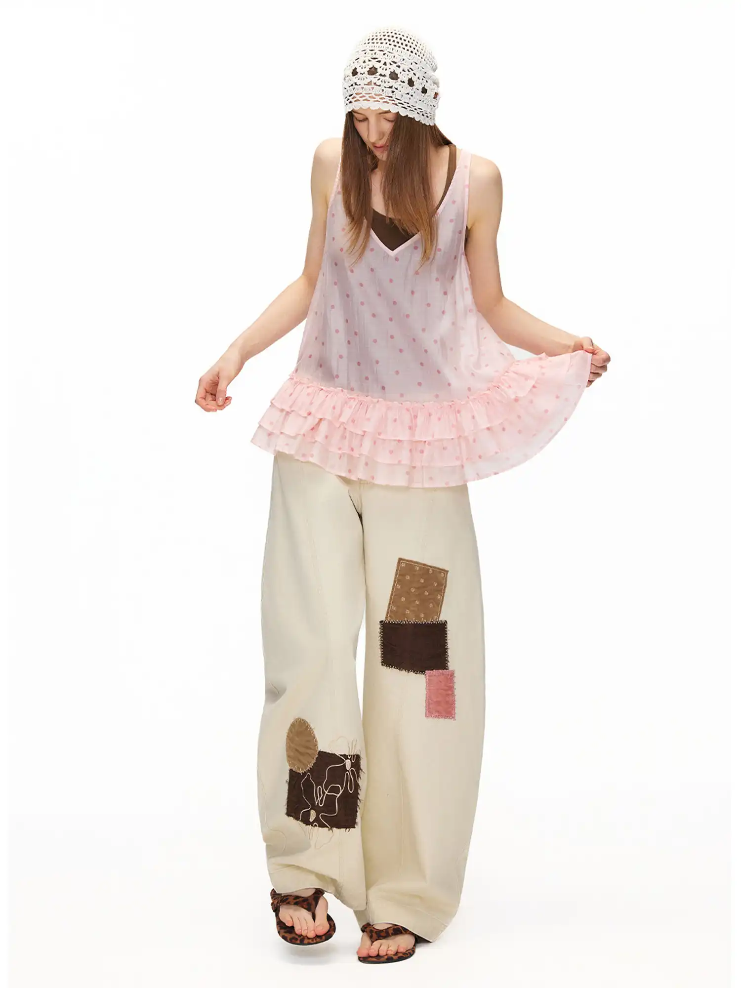 Pink Polka Dot Balletcore Tiered Cami Top - Image 7