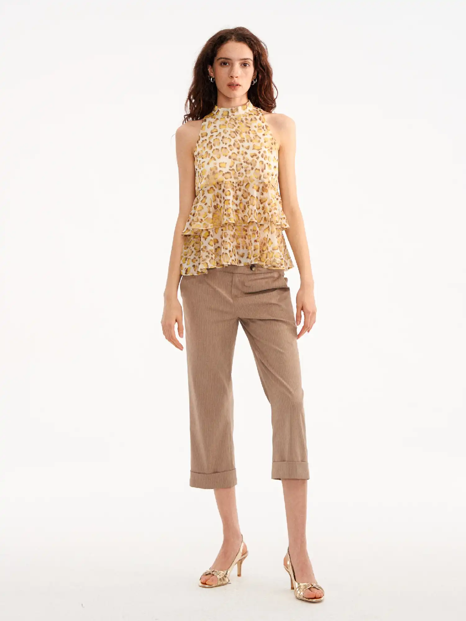 Pinstripe Wide Leg Capri Suit Trousers Pants - Image 11