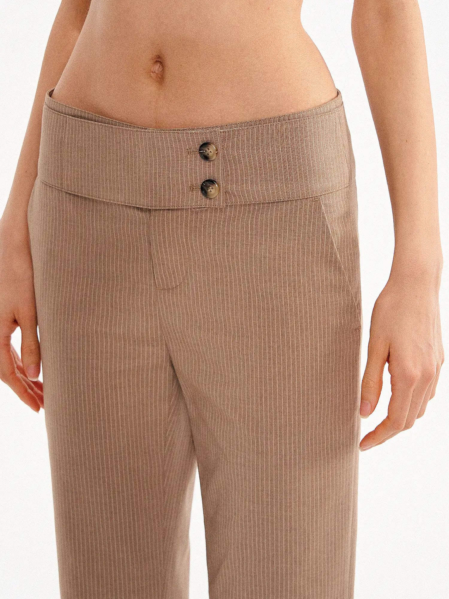 Pinstripe Wide Leg Capri Suit Trousers Pants - Image 8