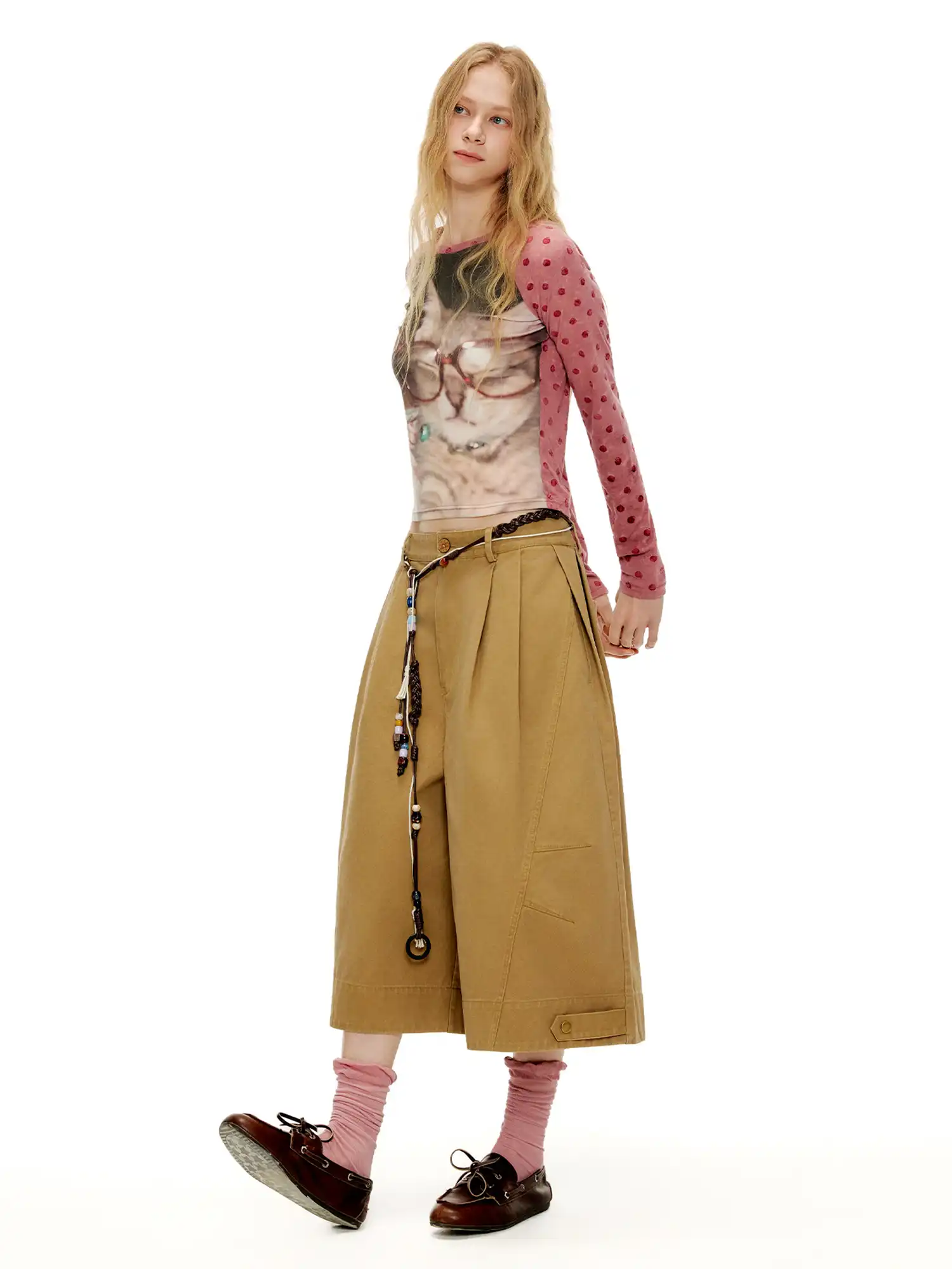 Pleated Cotton Canvas Wide-Leg Cropped Pants - Image 10