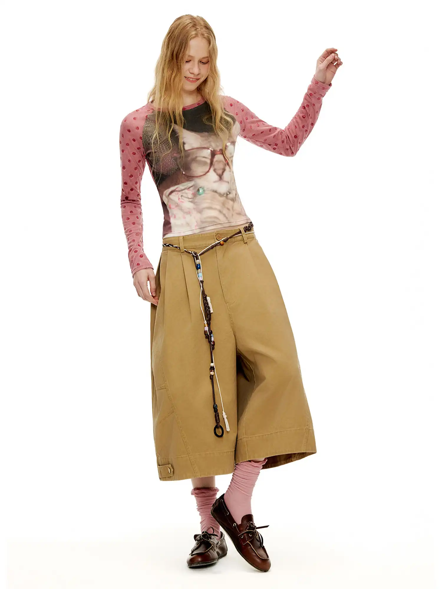Pleated Cotton Canvas Wide-Leg Cropped Pants - Image 8