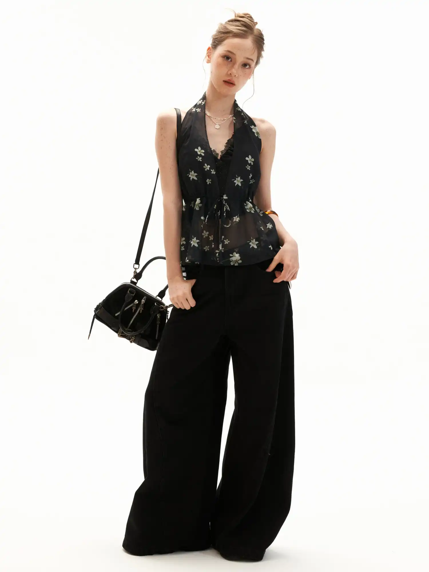 Plunging V-Neck Chiffon Halter Top - Image 7