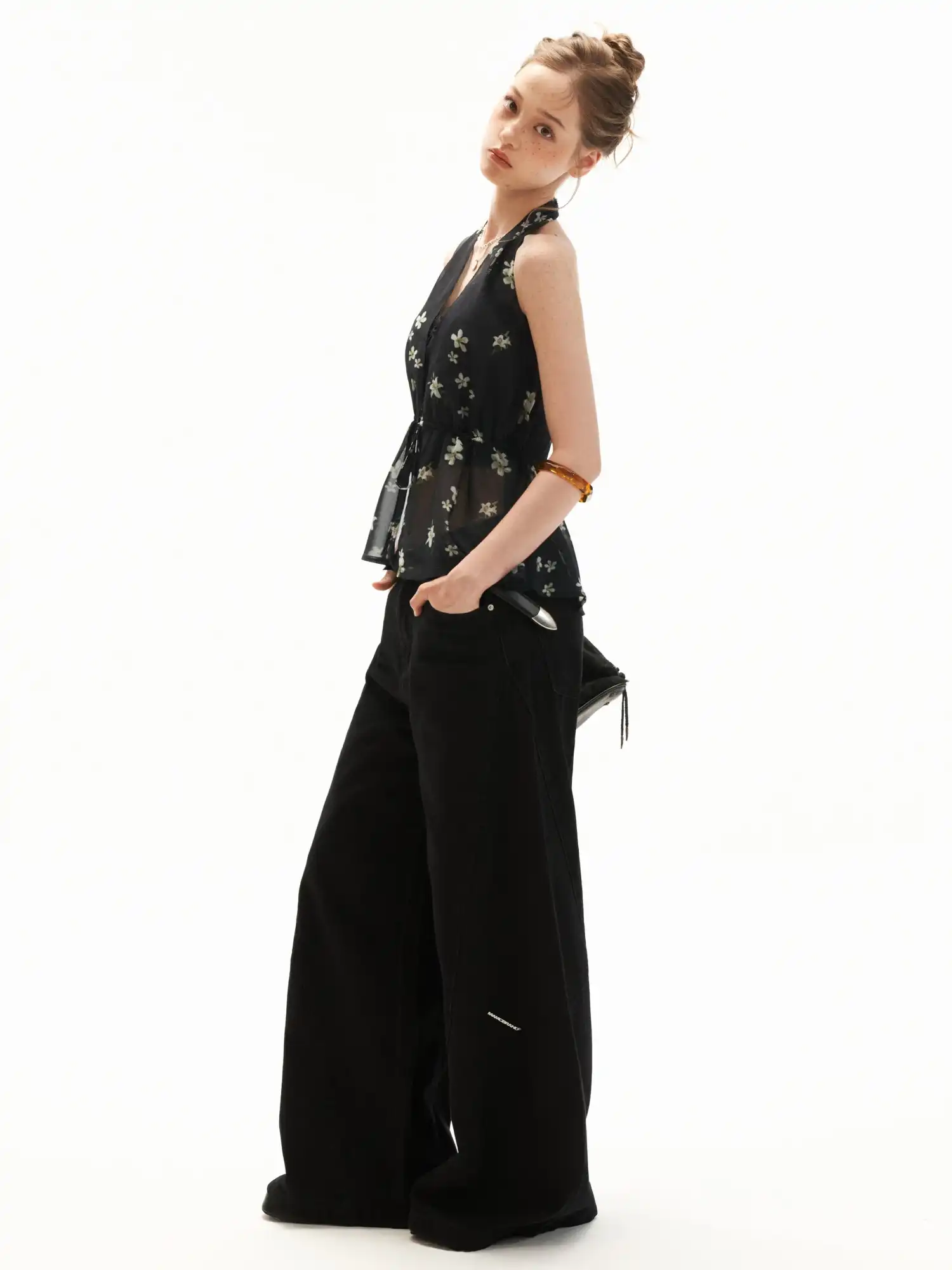 Plunging V-Neck Chiffon Halter Top - Image 8