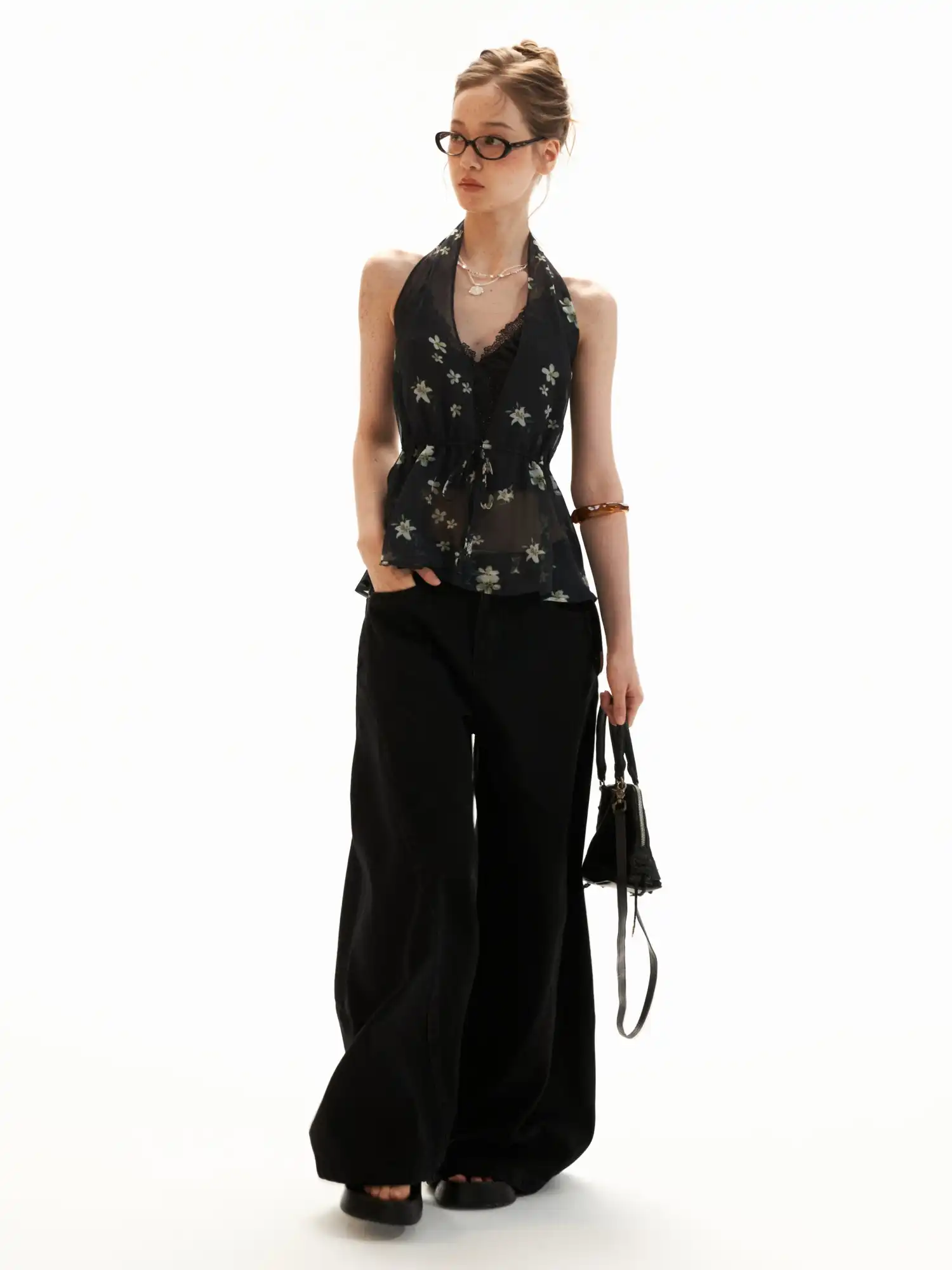 Plunging V-Neck Chiffon Halter Top - Image 9