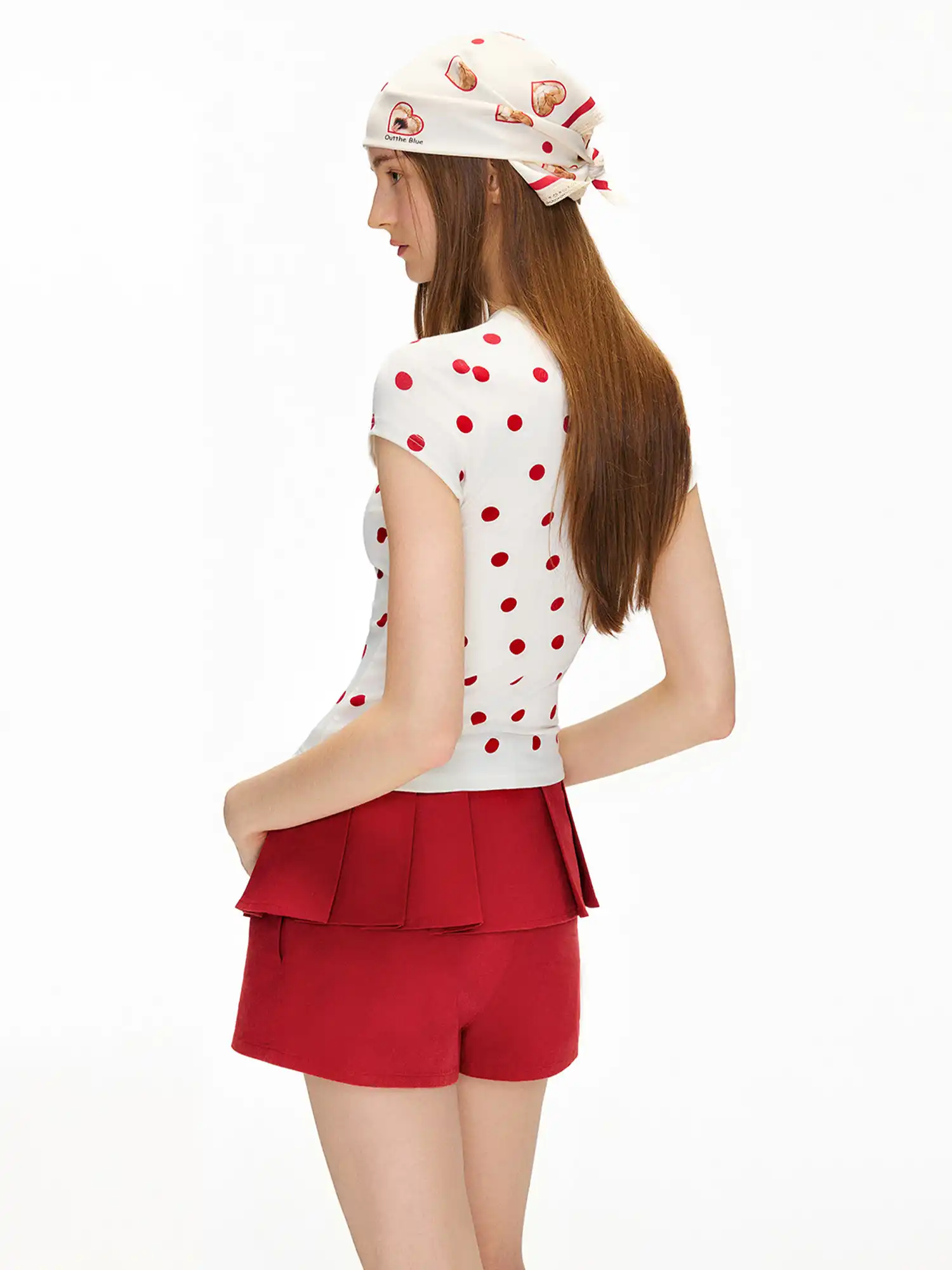 Polka Dot Cat Heart Crew Neck Tee - Image 3