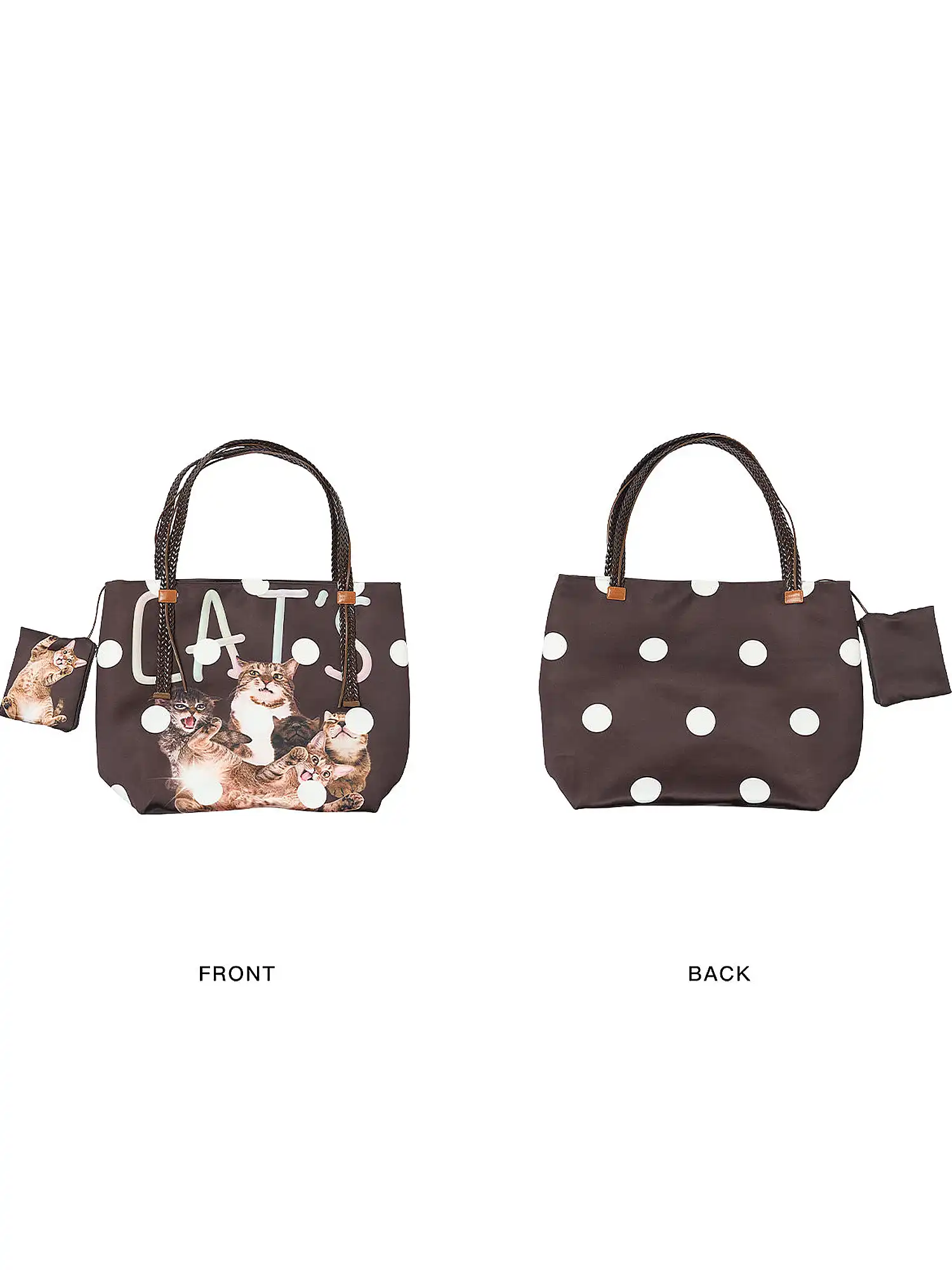 Polka Dot Cat Large Capacity Tote Bag - Image 4