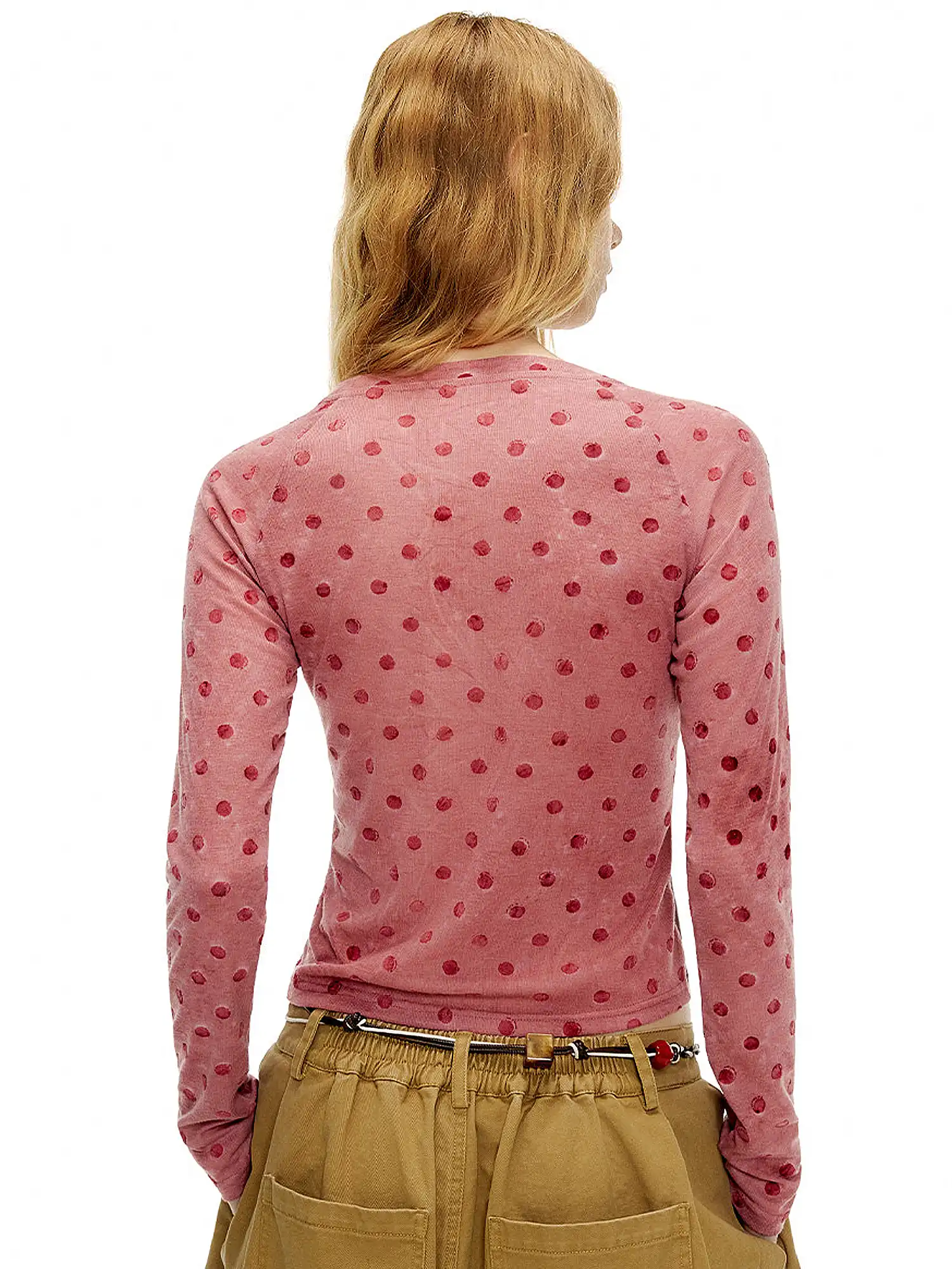 Polka Dot Cat Long Sleeve Knit Top - Image 2