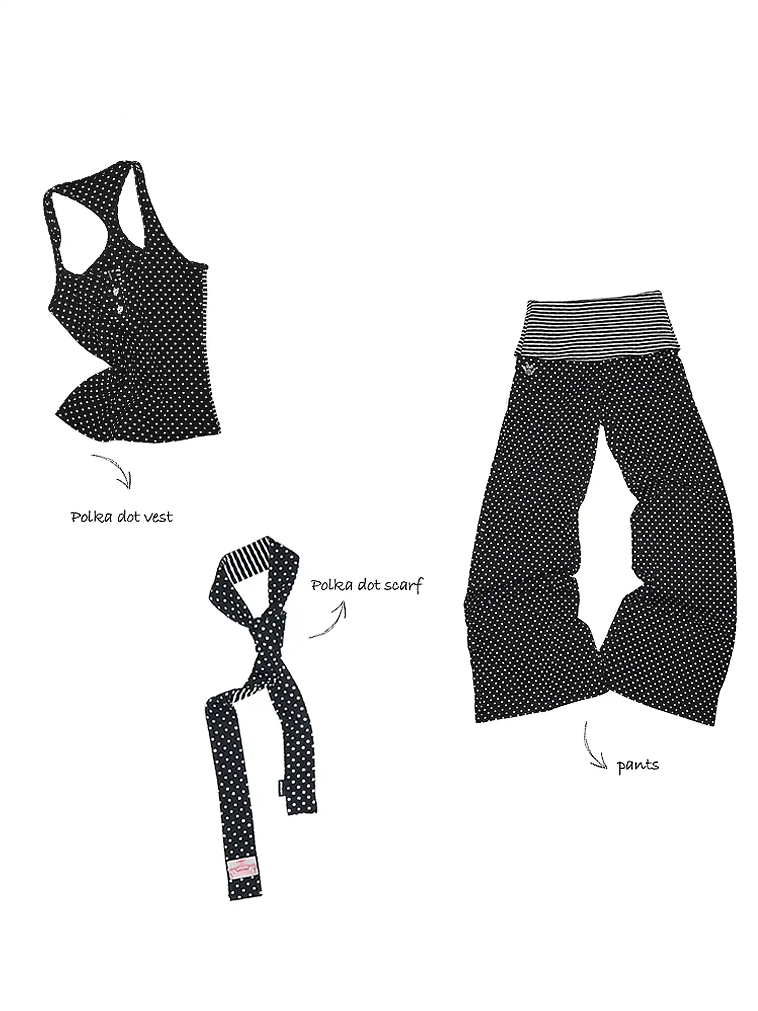 Y2K Polka Dot Foldover Flared Leggings Set - Image 2