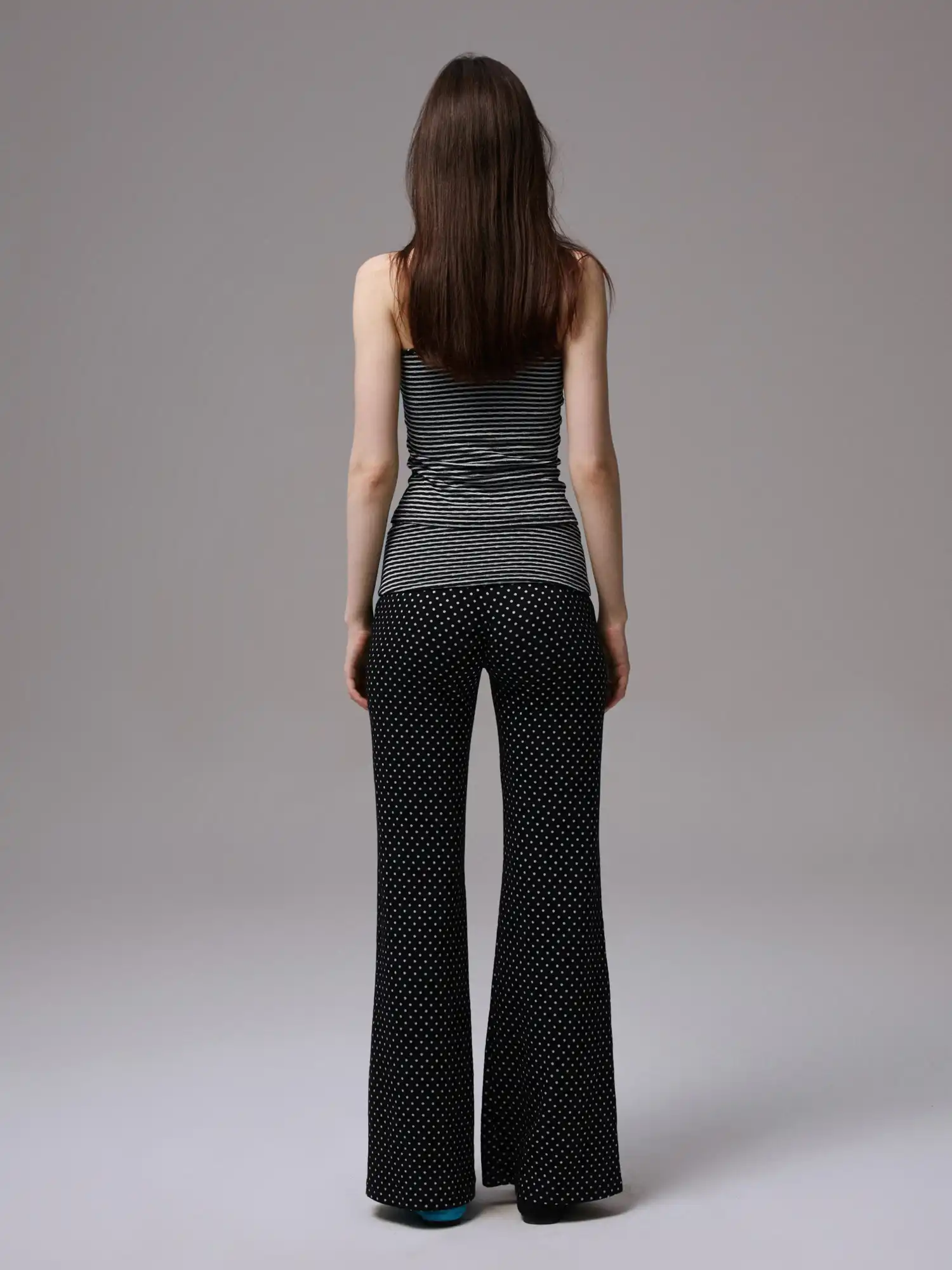 Y2K Polka Dot Foldover Flared Leggings Set - Image 4