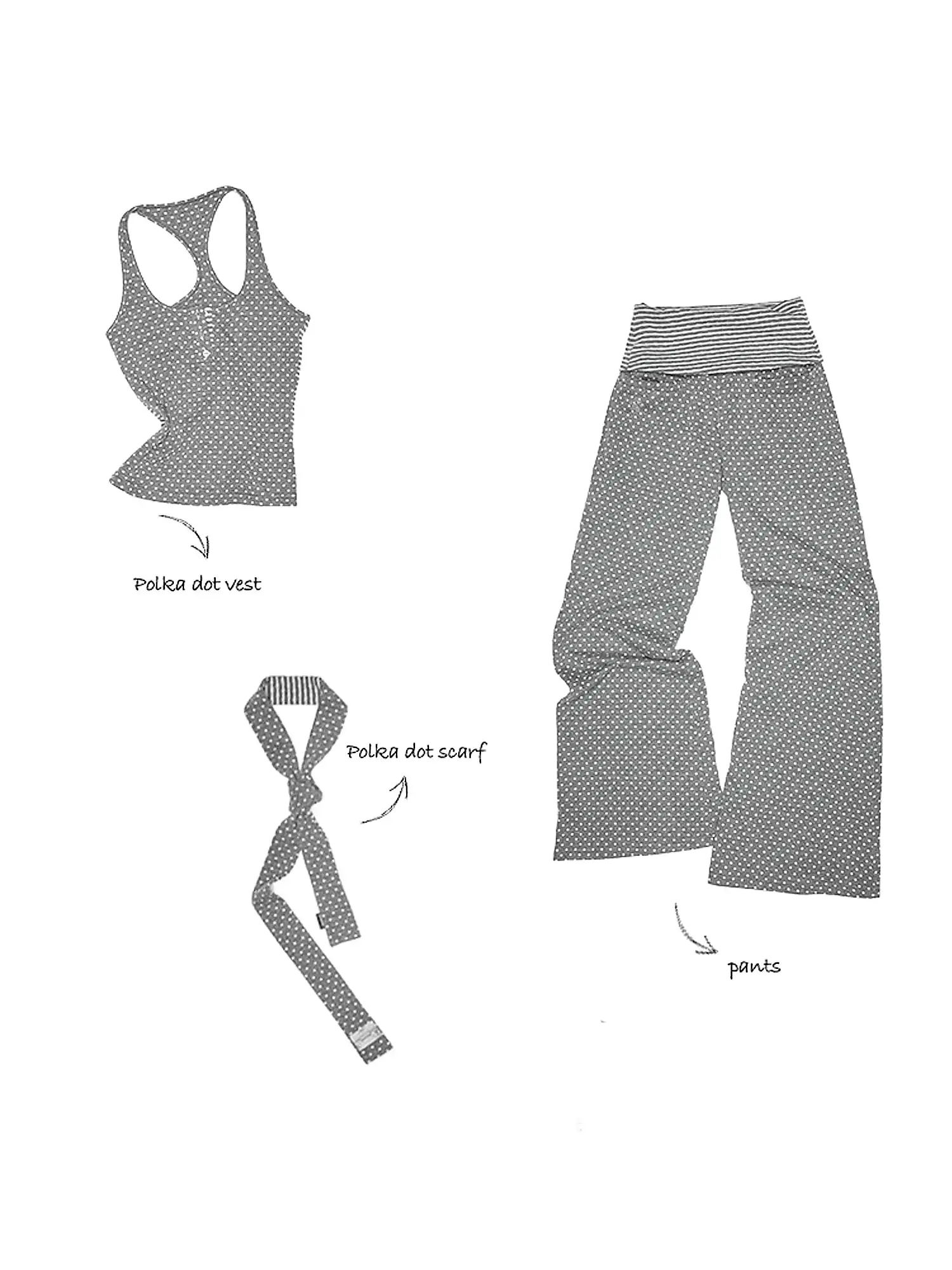 Y2K Polka Dot Foldover Flared Leggings Set - Image 7