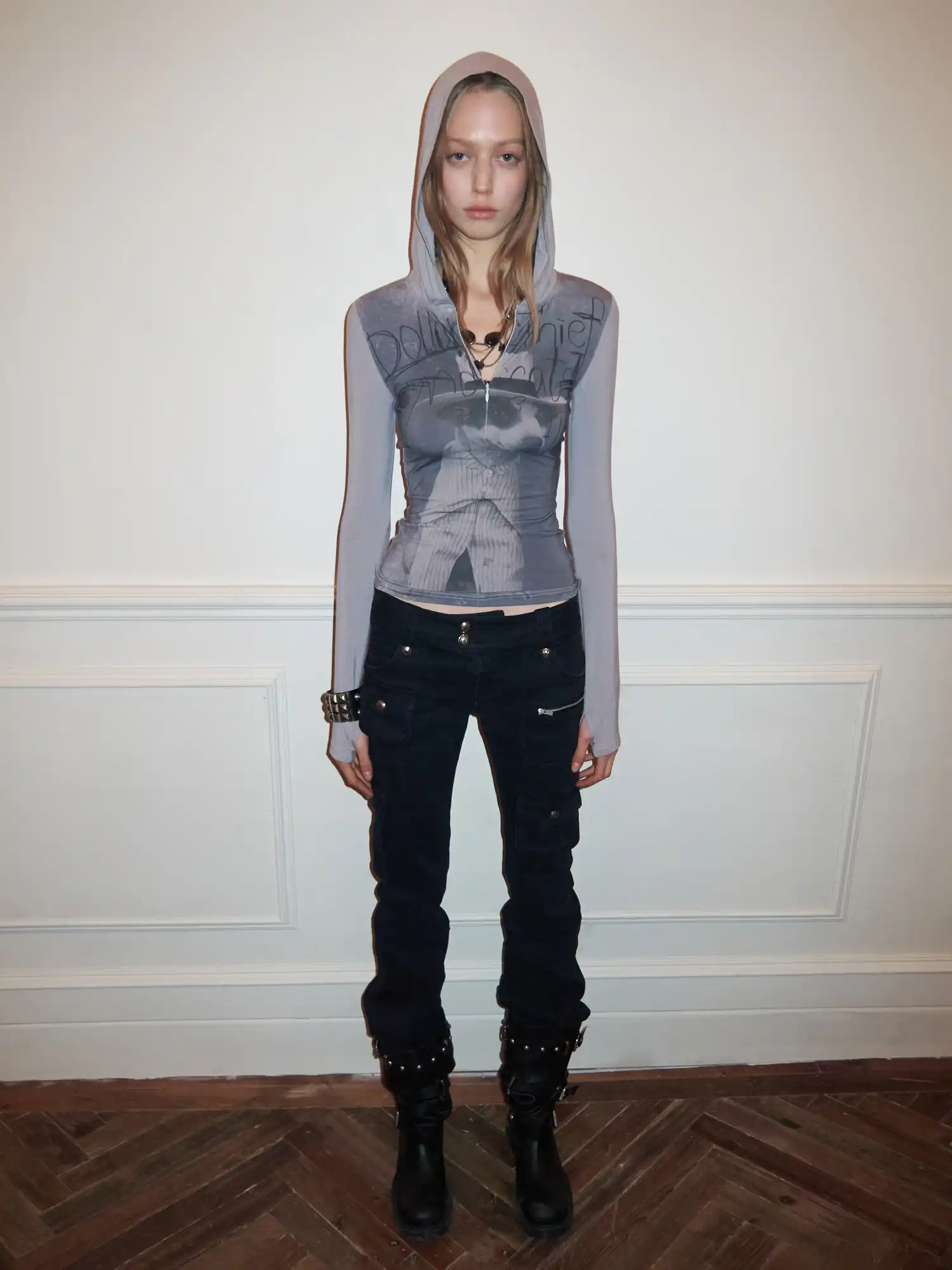 Post-Apocalyptic Puppy Fitted Zip Hoodie Tee - Image 3