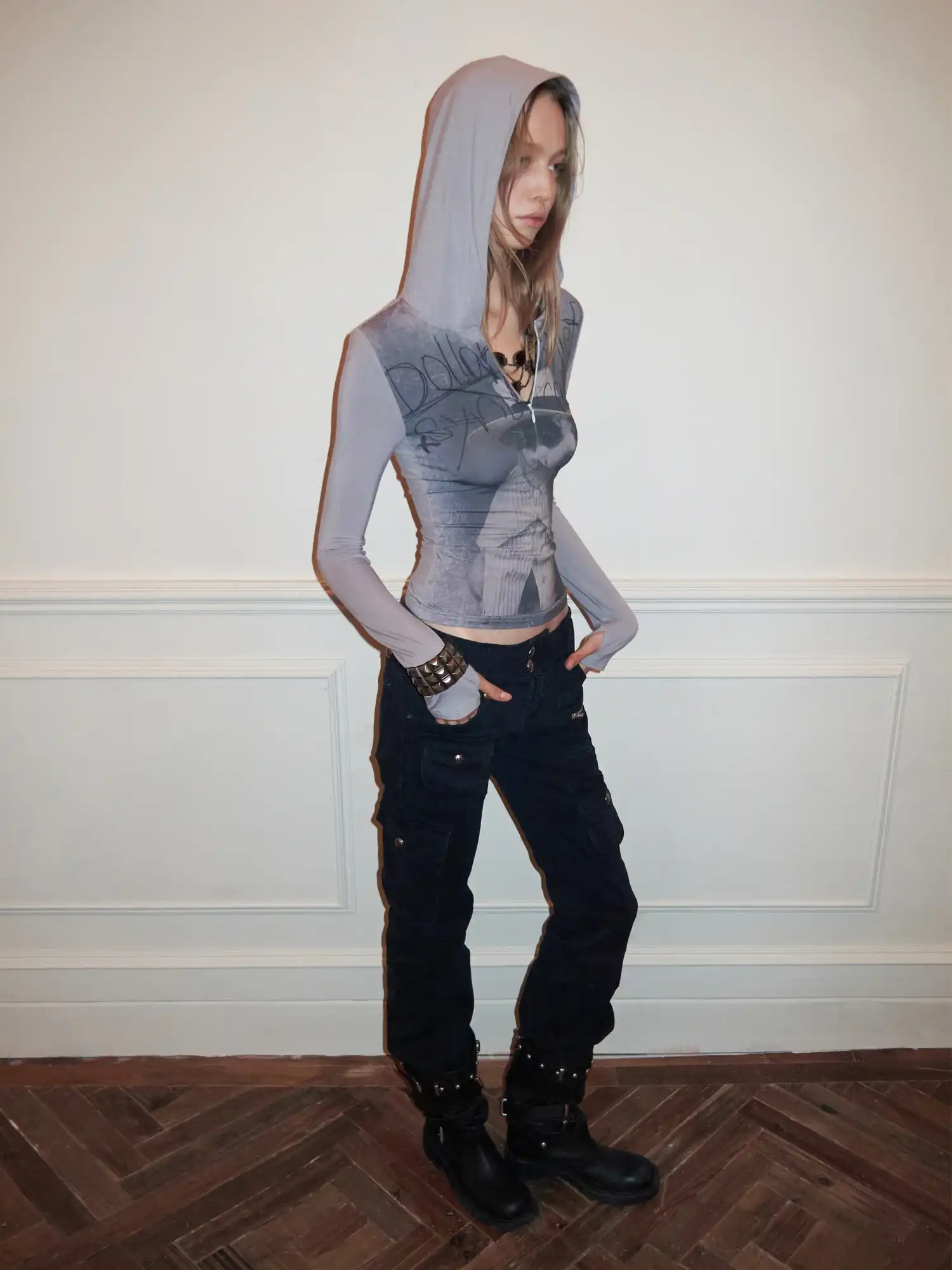 Post-Apocalyptic Puppy Fitted Zip Hoodie Tee - Image 4