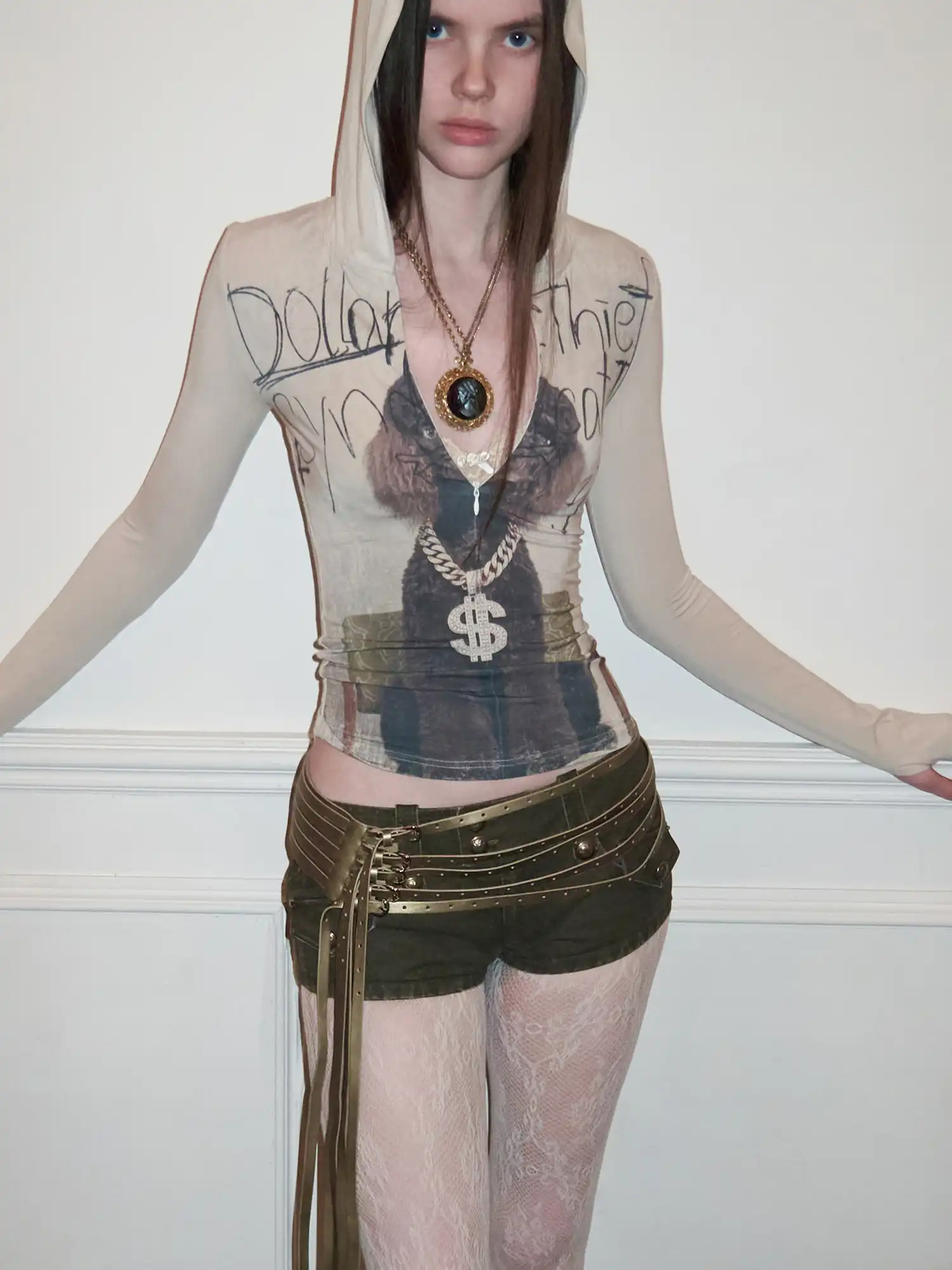 Post-Apocalyptic Puppy Fitted Zip Hoodie Tee - Image 5
