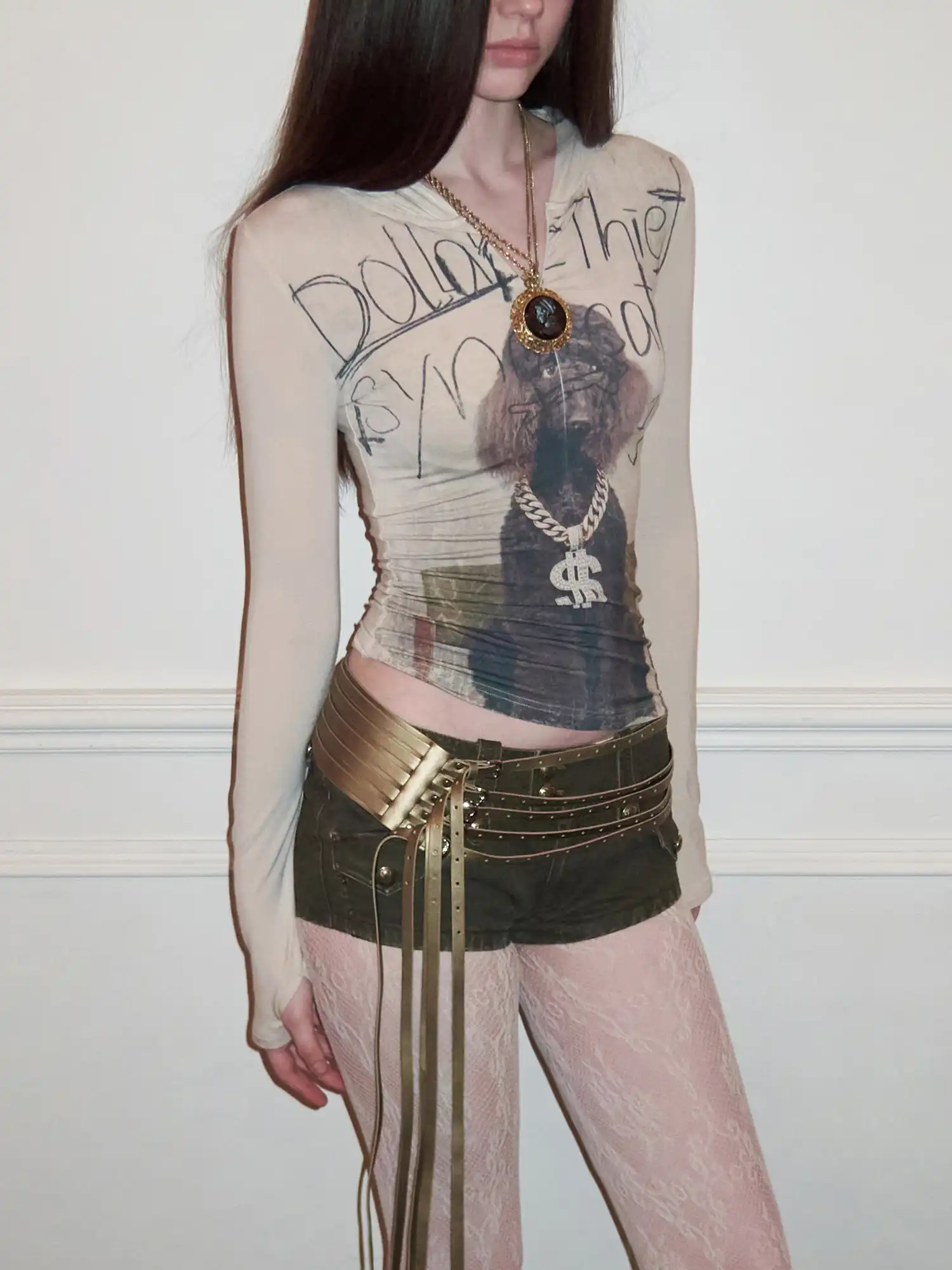 Post-Apocalyptic Puppy Fitted Zip Hoodie Tee - Image 6