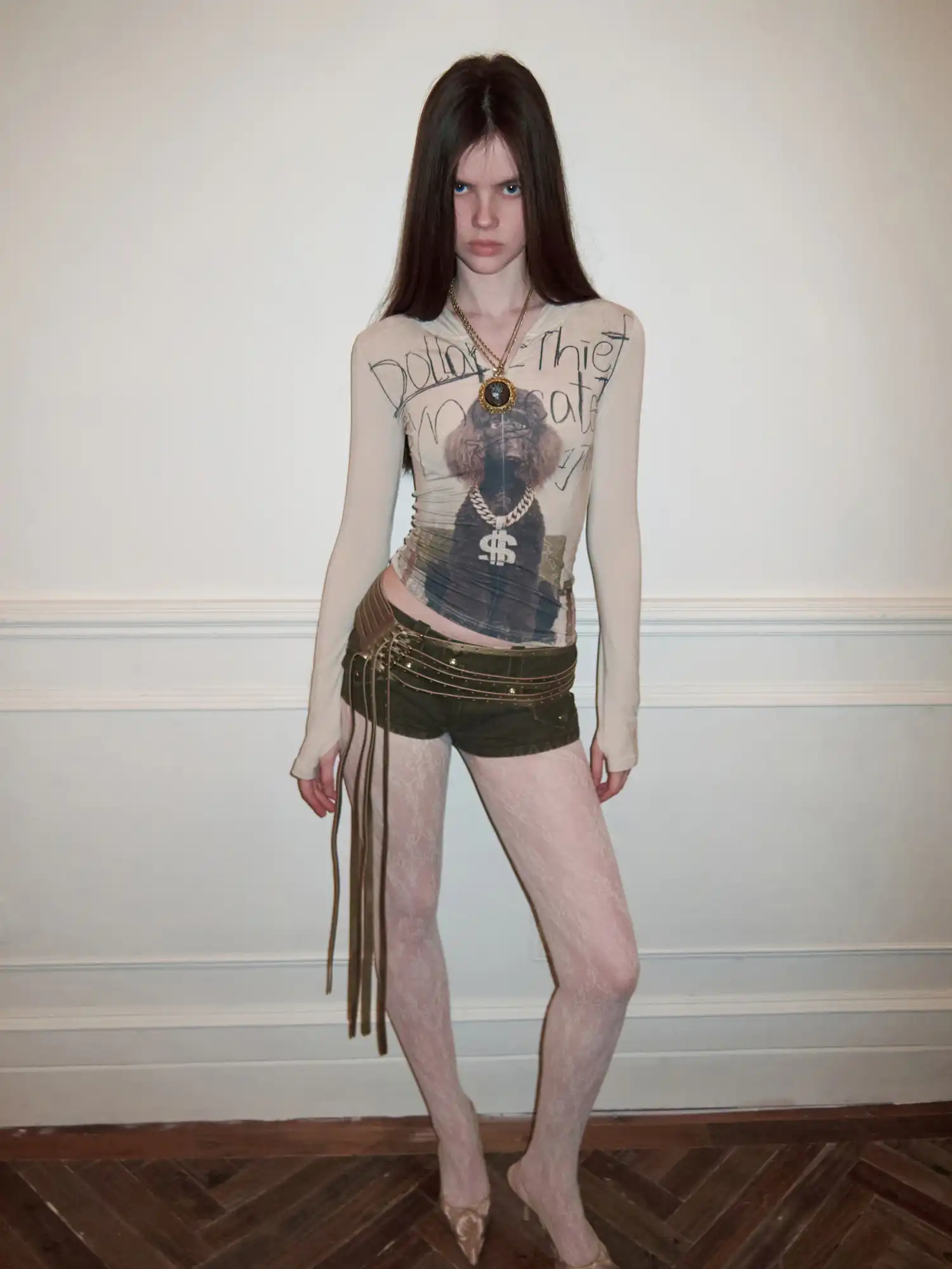 Post-Apocalyptic Puppy Fitted Zip Hoodie Tee - Image 7
