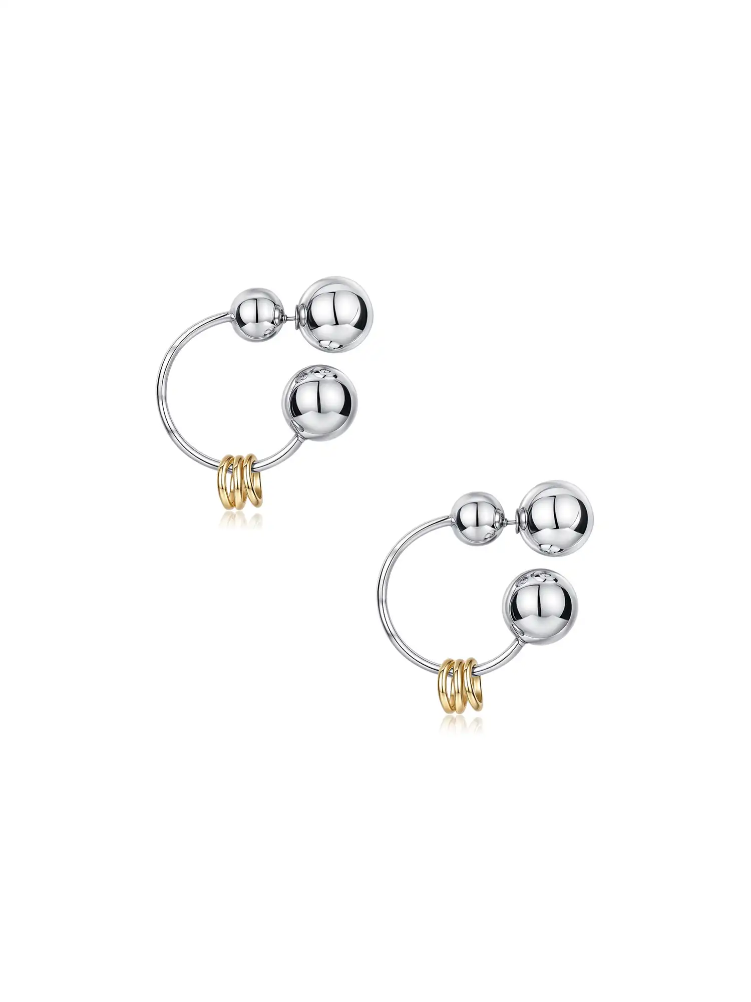 Punk Silver Ball Earrings - Image 7