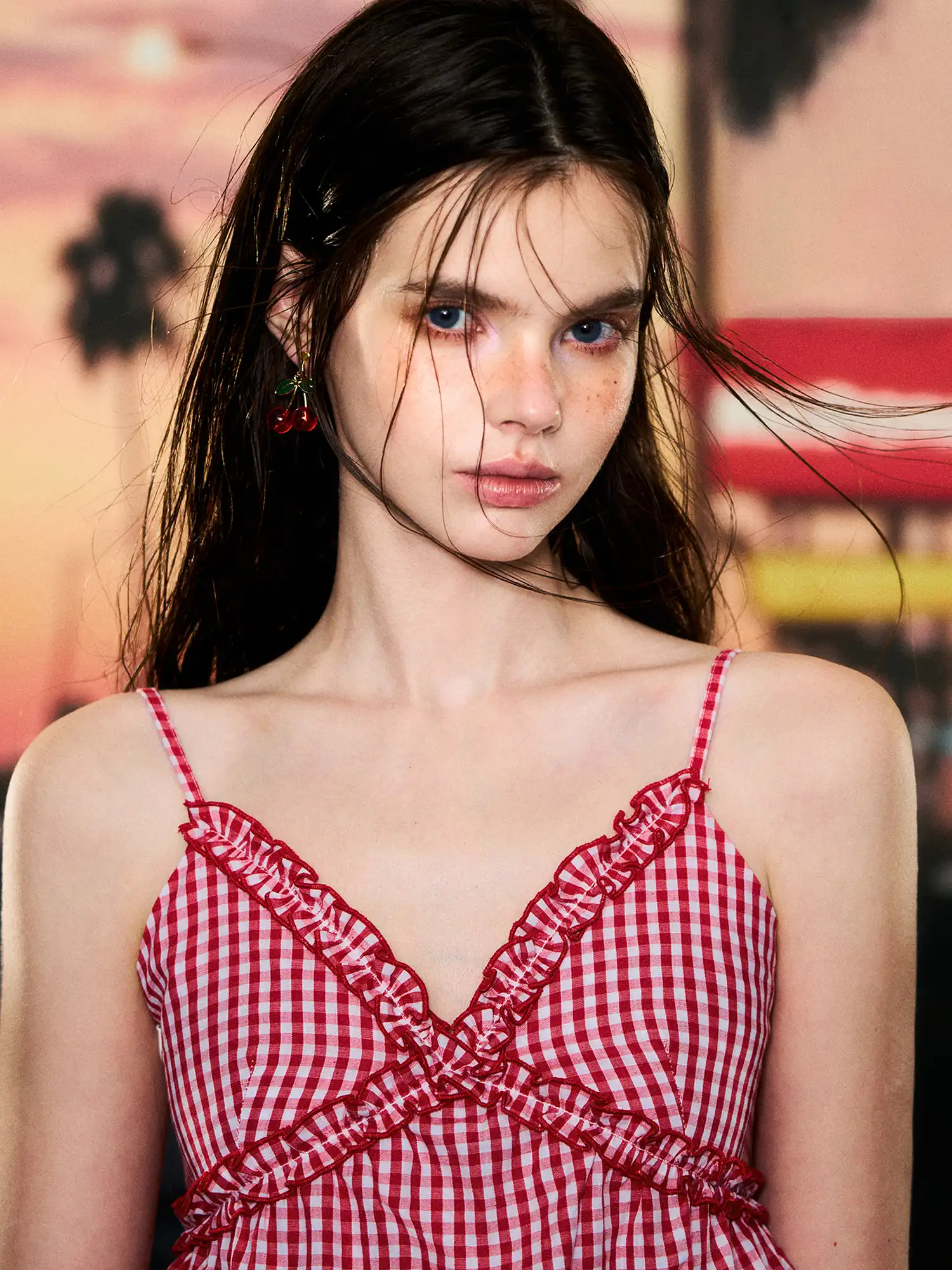 Red Ruffled Gingham Babydoll Top - Image 4