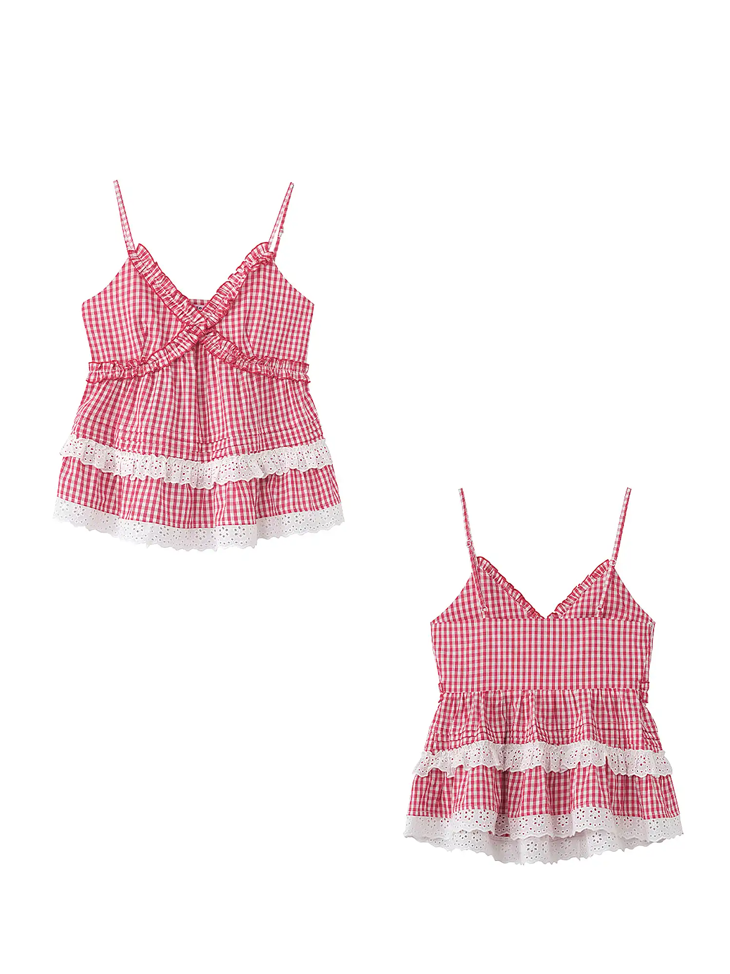 Red Ruffled Gingham Babydoll Top - Image 5