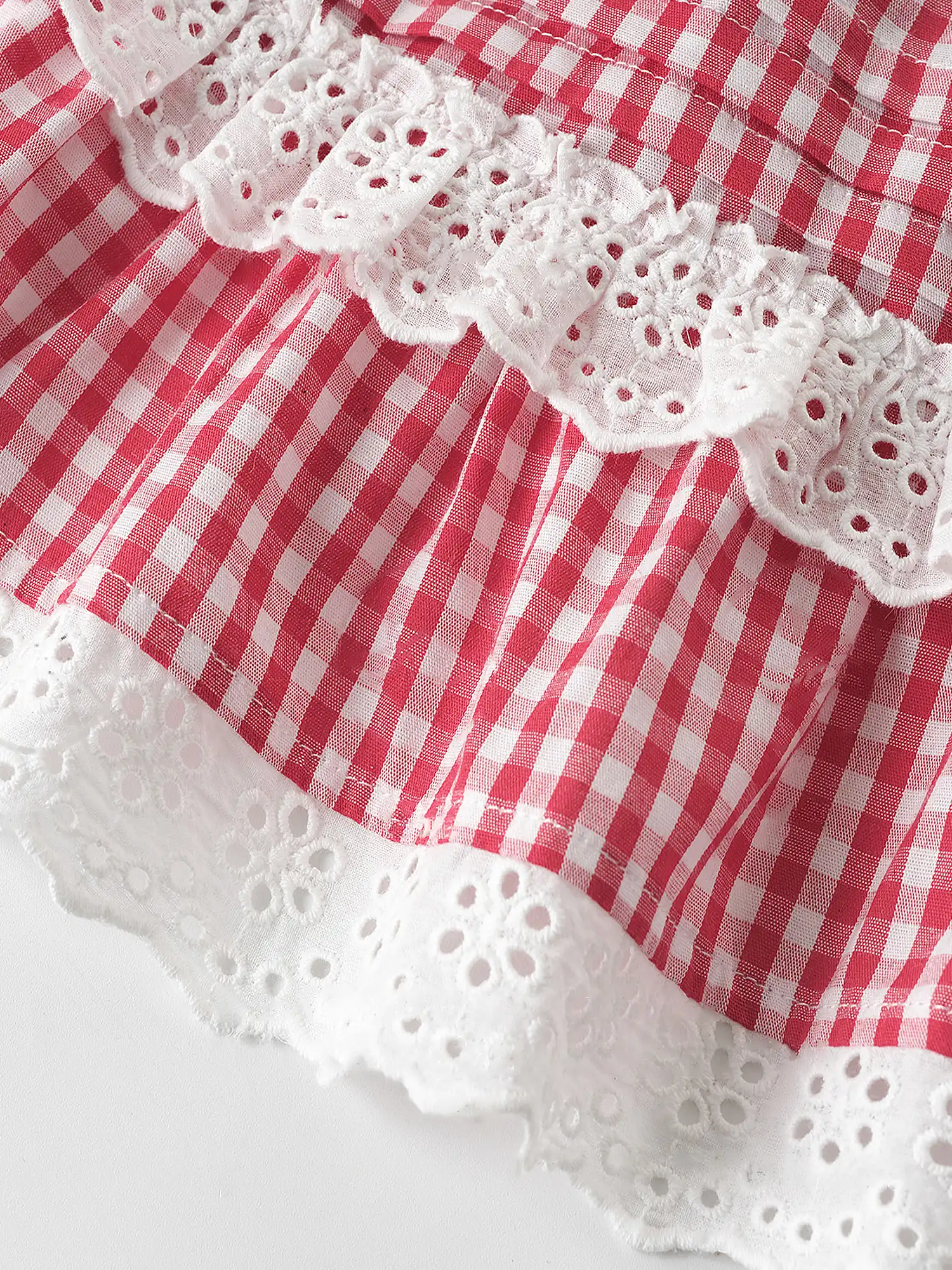 Red Ruffled Gingham Babydoll Top - Image 6