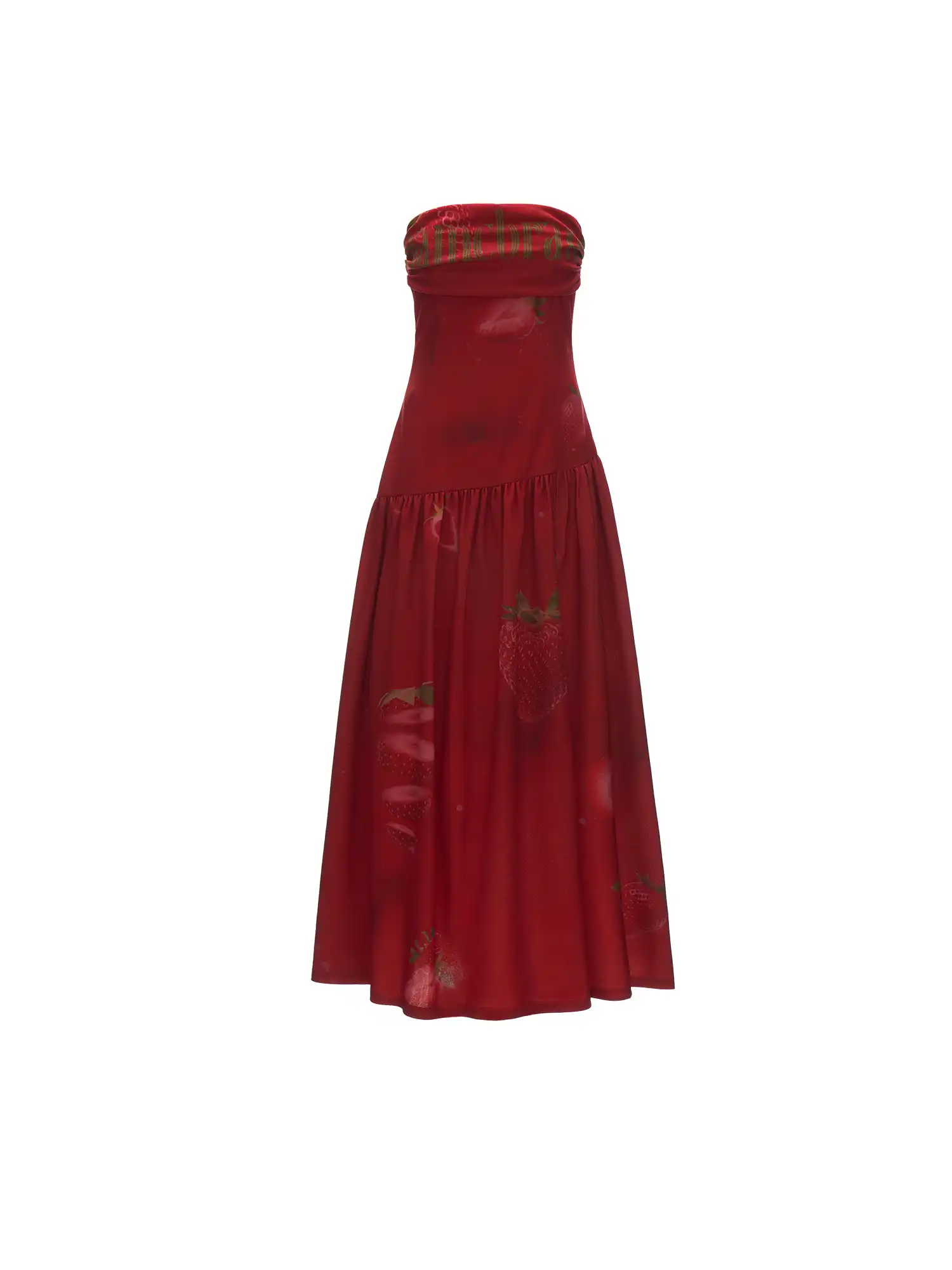 Red Strawberry High Slit Bandeau Maxi Dress - Image 7