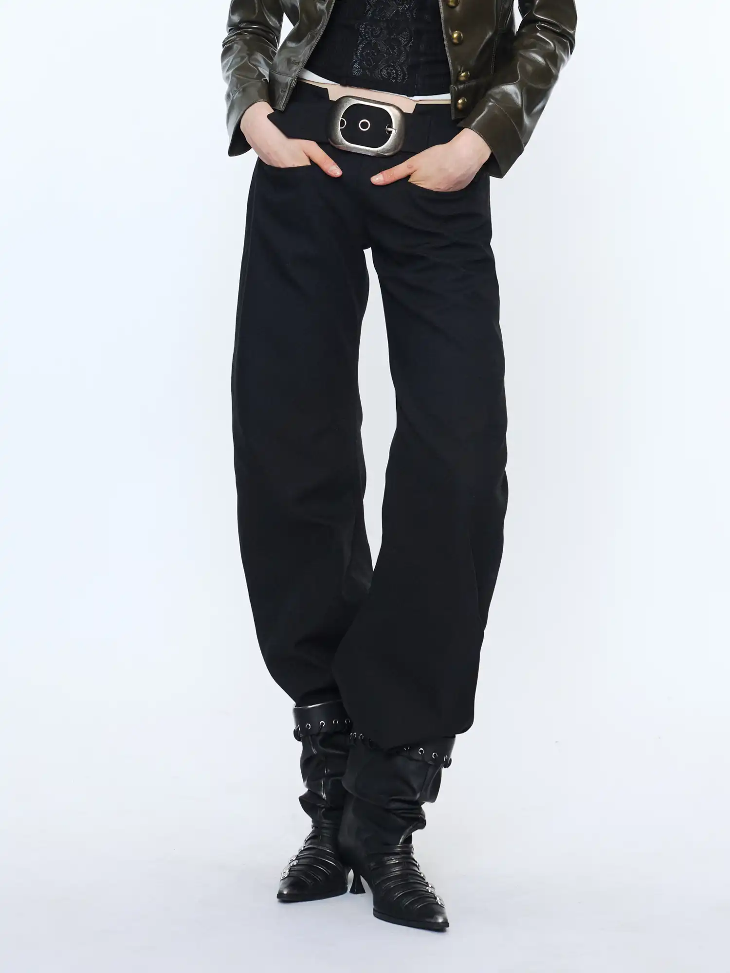 Retro Metal Eyelet Pocket Trousers