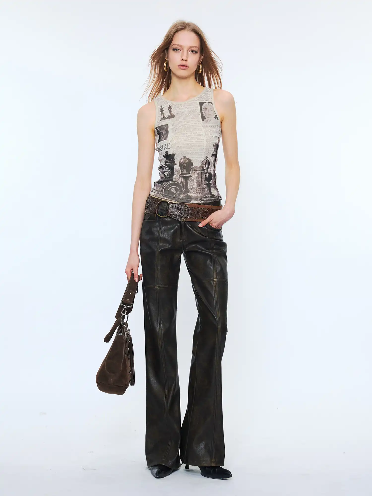 Reversible Newsprint Cami Top With Edgy Deconstructed Aesthetic - Image 12