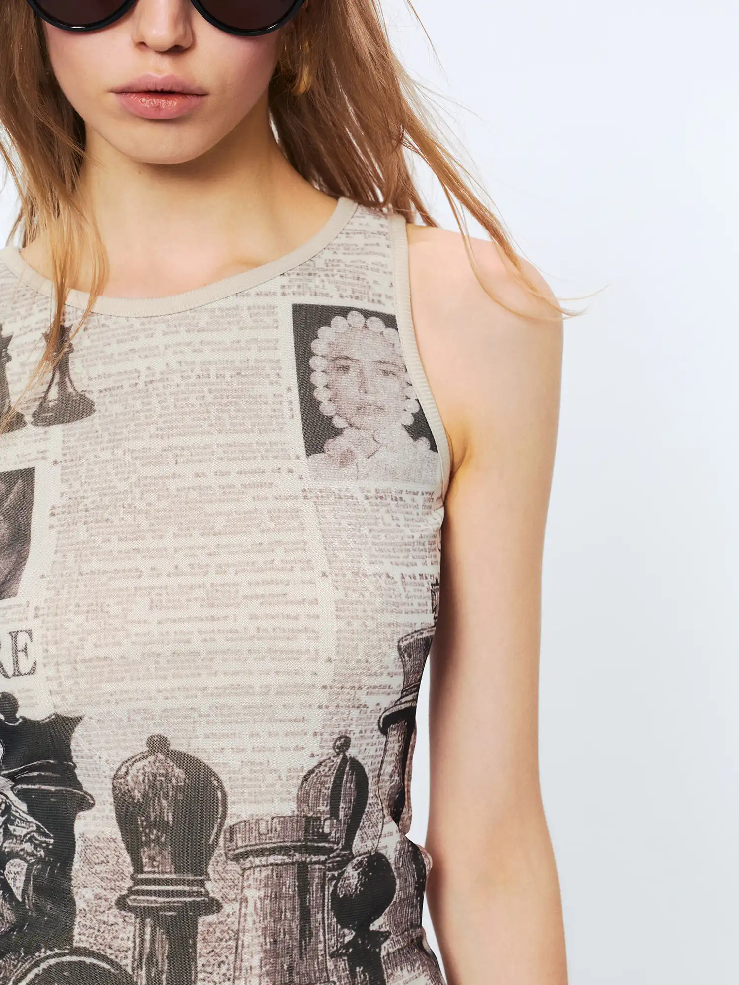 Reversible Newsprint Cami Top With Edgy Deconstructed Aesthetic - Image 9