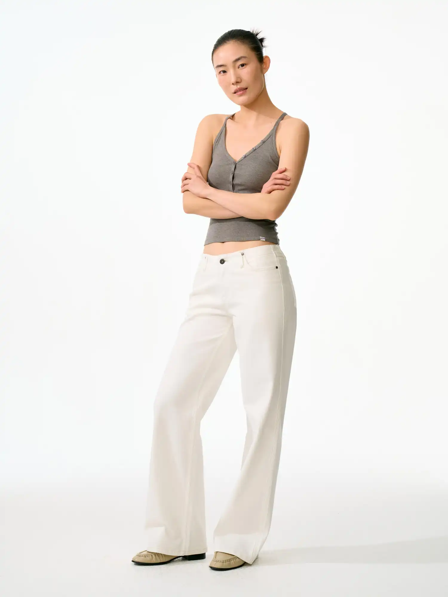 Ribbed Henley Crop Racerback Tank Top - Image 12